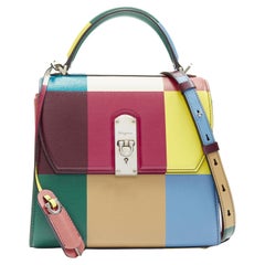 rare SALVATORE FERRAGAMO Boxyz rainbow calf leather turnlock top crossbody bag