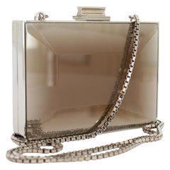 Rare Salvatore Ferragamo Metallic Mini Silver Clutch Bag Vintage 1970s