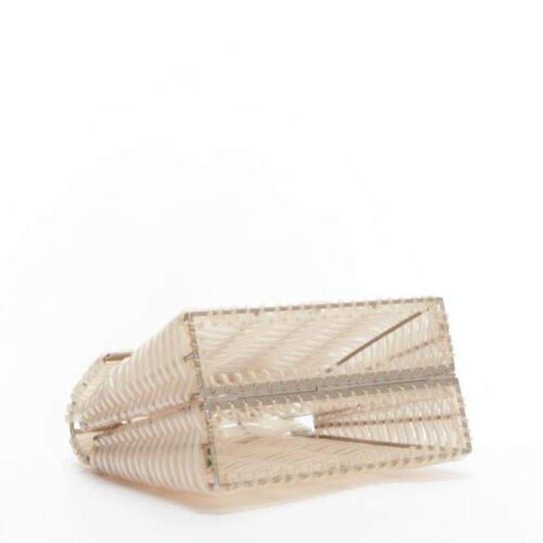 rare SALVATORE FERRAGAMO Vintage Gancini clear vinyl cords metal bag For Sale 1