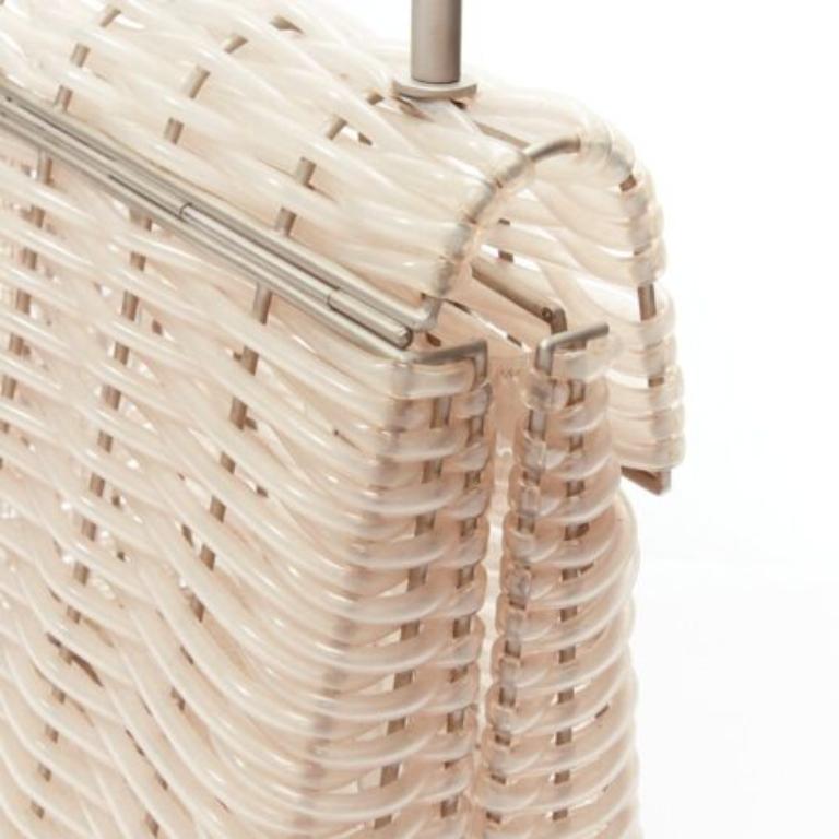 rare SALVATORE FERRAGAMO Vintage Gancini clear vinyl cords metal bag For Sale 3