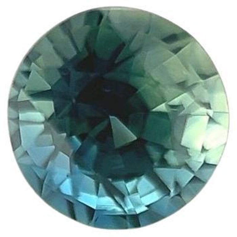 Saphir Naturel Bleu-vert - 0.73 Carat, Taille Ronde, Non Traité - Origine Australie
