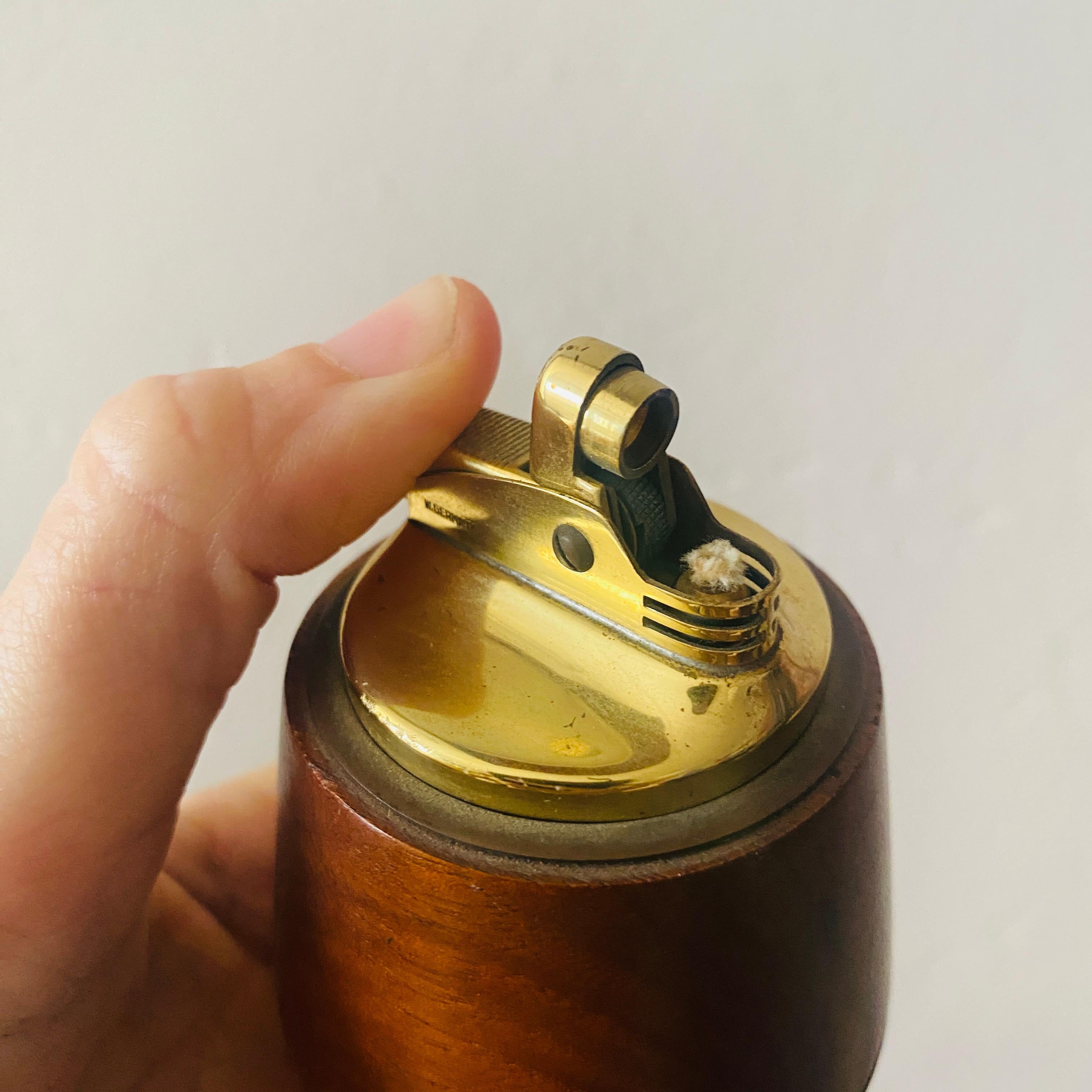 20th Century Rare Sascha Brastoff Walnut and Enamel Lighter For Sale