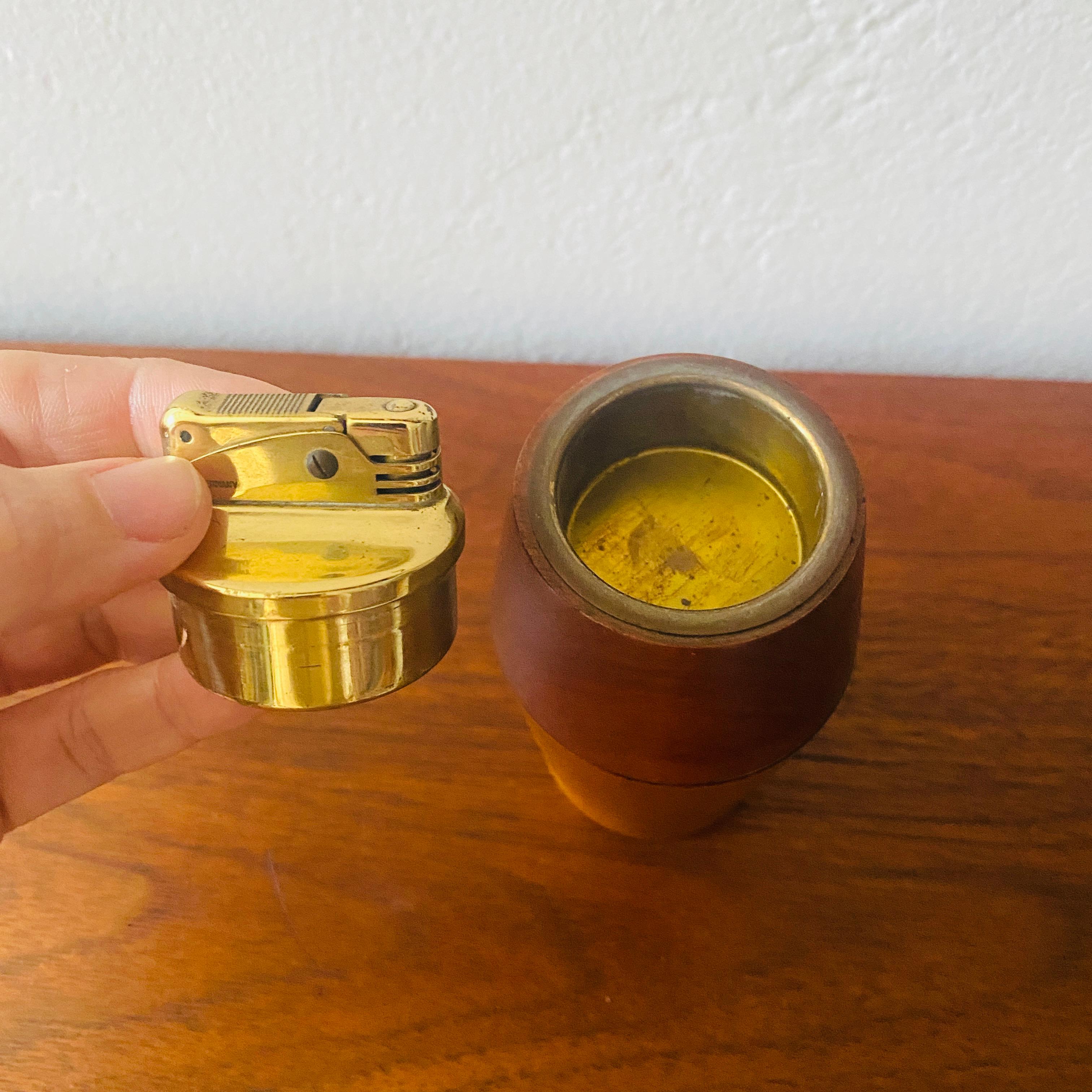 Rare Sascha Brastoff Walnut and Enamel Lighter For Sale 1