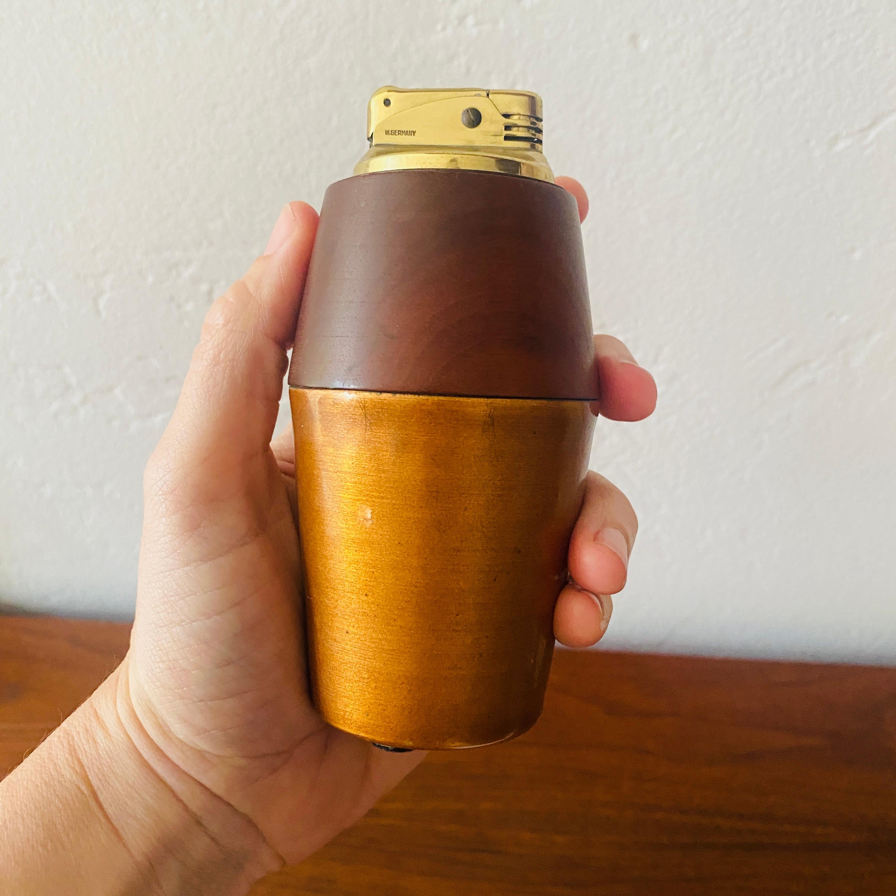 Rare Sascha Brastoff Walnut and Enamel Lighter For Sale 2