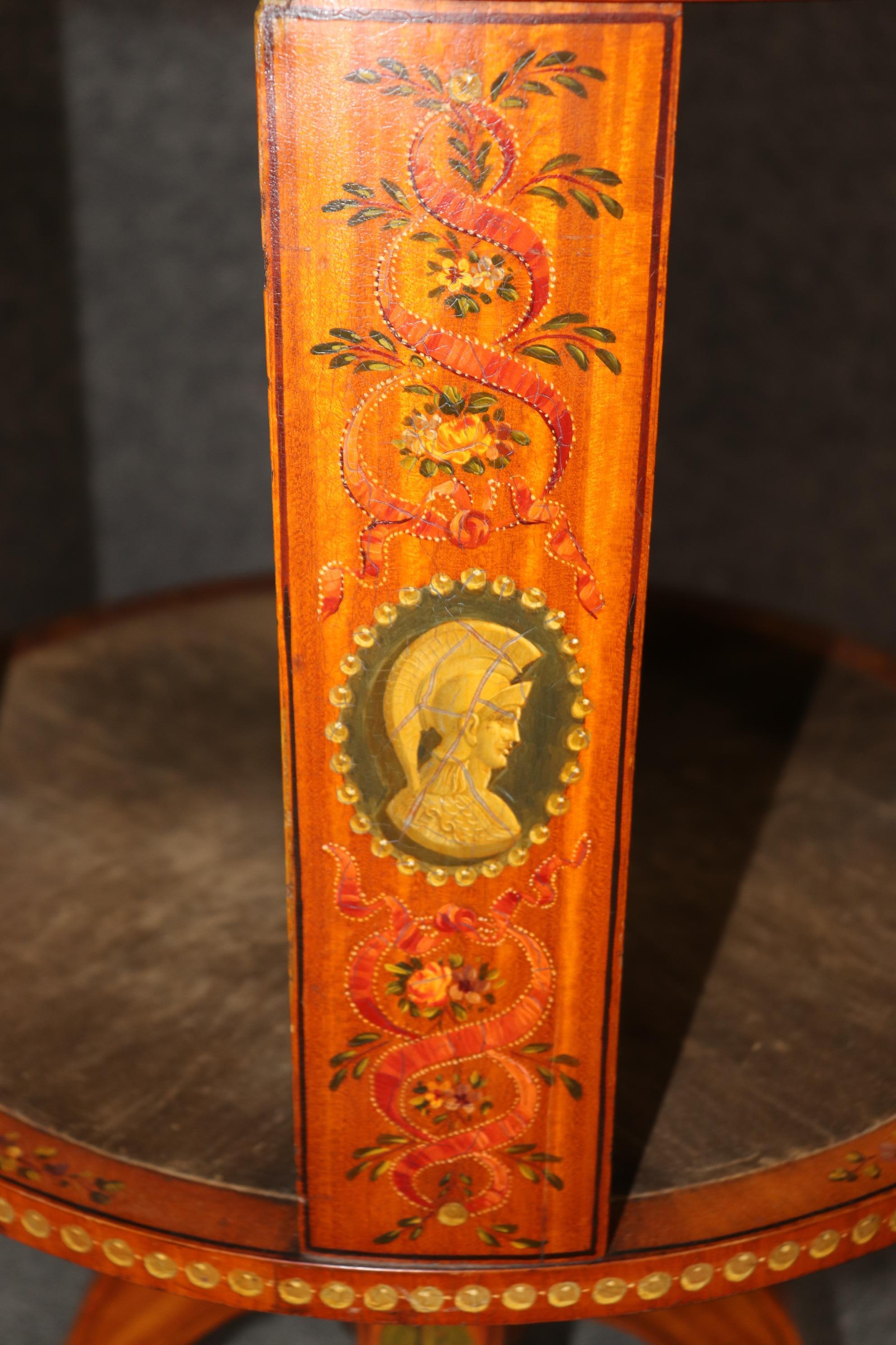 Rare Satinwood Adams Paint Decorated Revolving English Bookcase 3