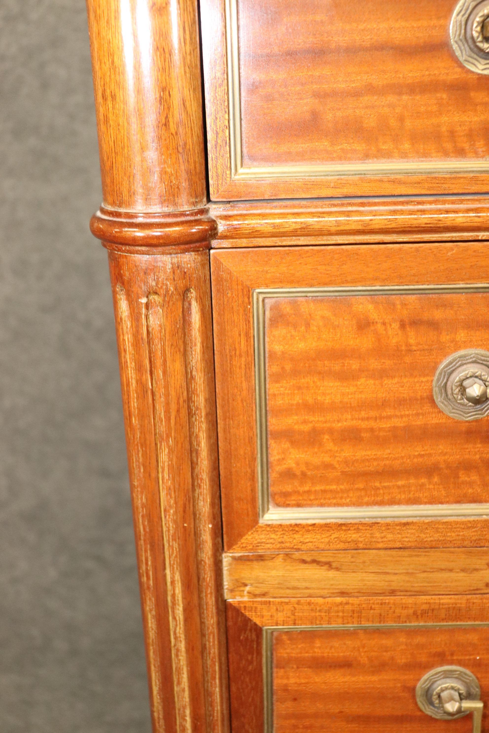 Rare Satinwood French-Made Directoire Brass Trimmed Semanier Dresser  9