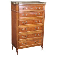 Used Rare Satinwood French-Made Directoire Brass Trimmed Semanier Dresser 