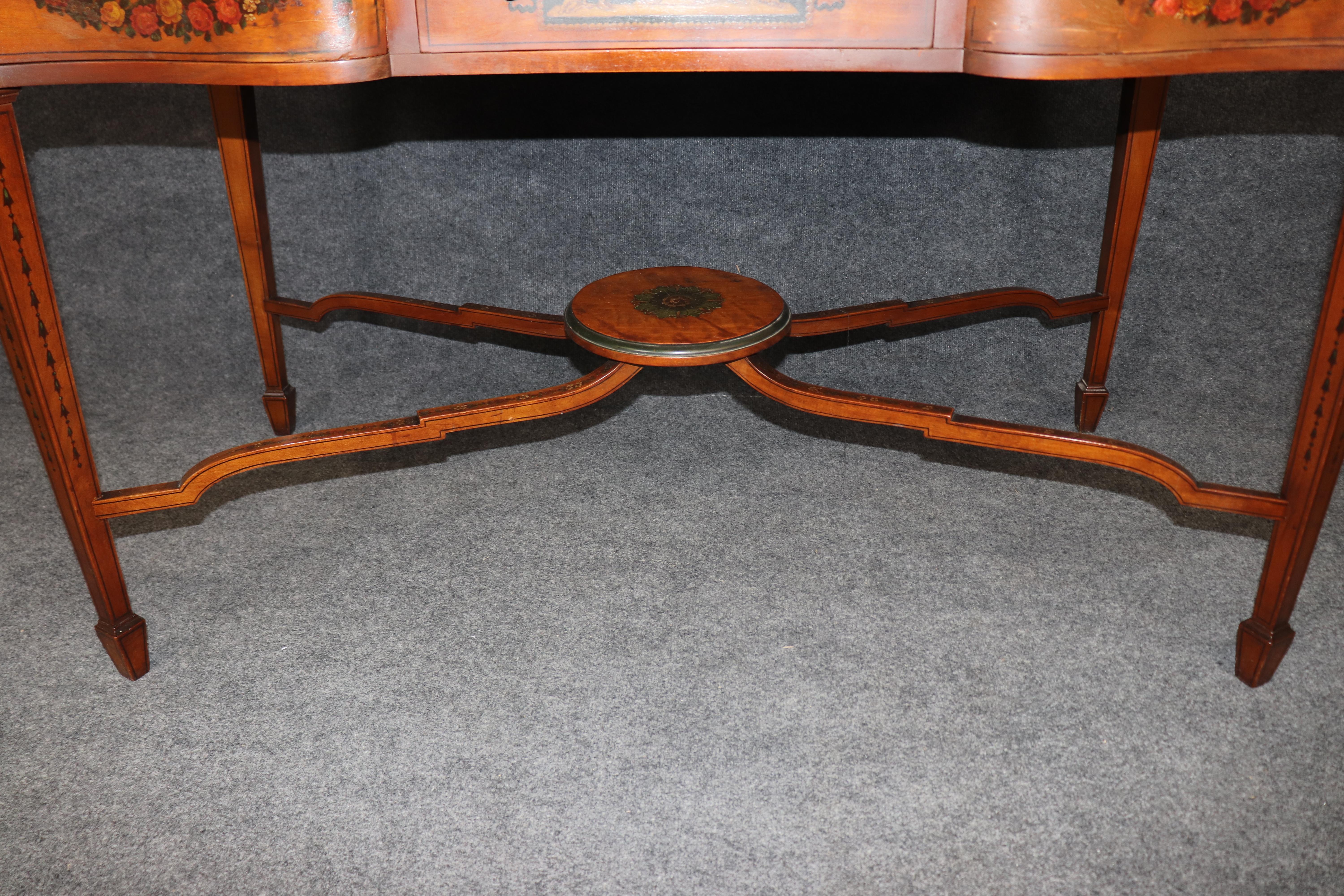 Raro Vanity da donna in stile Adams decorato con vernice in legno di raso, circa 1890 in vendita 6