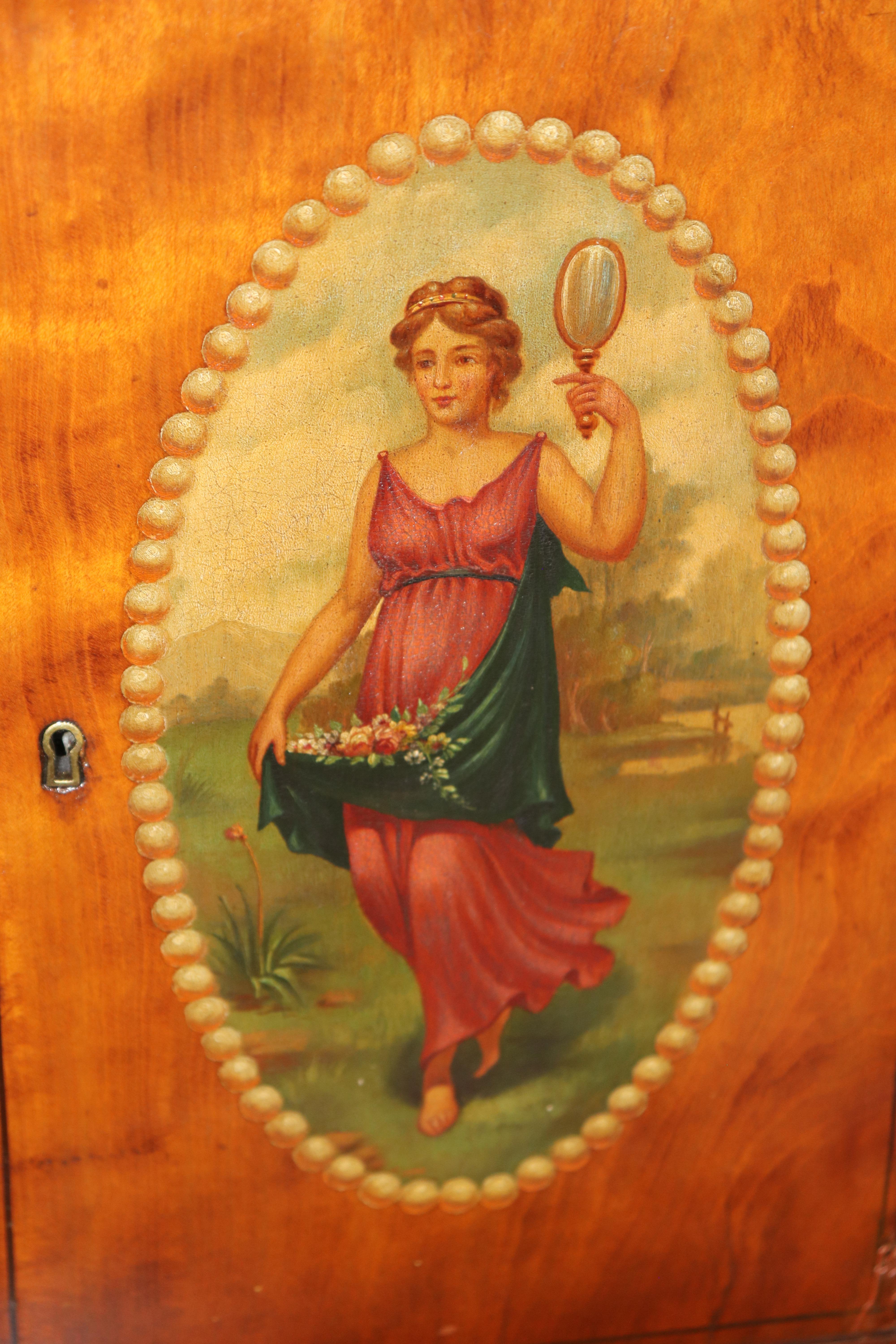Raro Vanity da donna in stile Adams decorato con vernice in legno di raso, circa 1890 in vendita 11