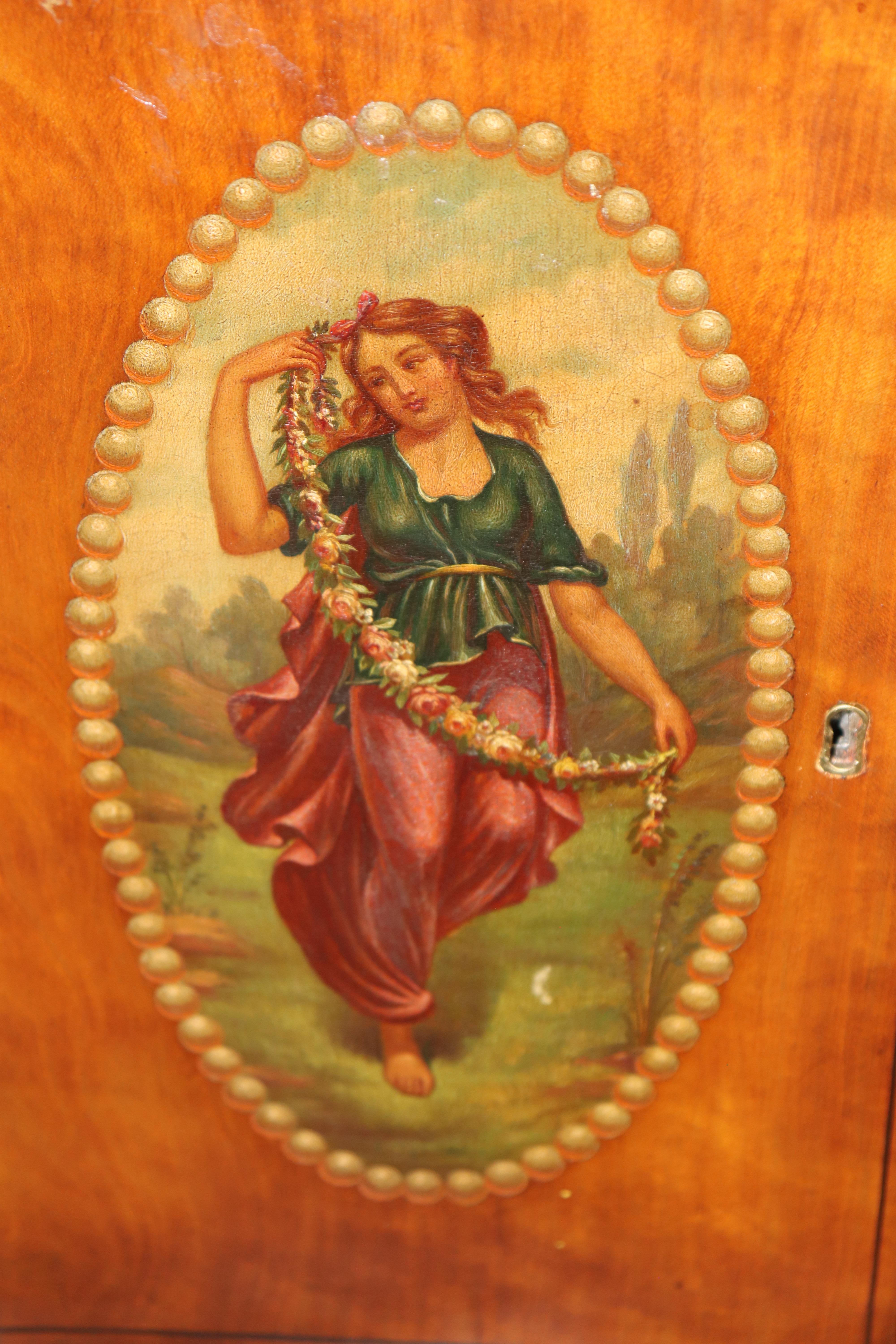 Stile Adam Raro Vanity da donna in stile Adams decorato con vernice in legno di raso, circa 1890 in vendita