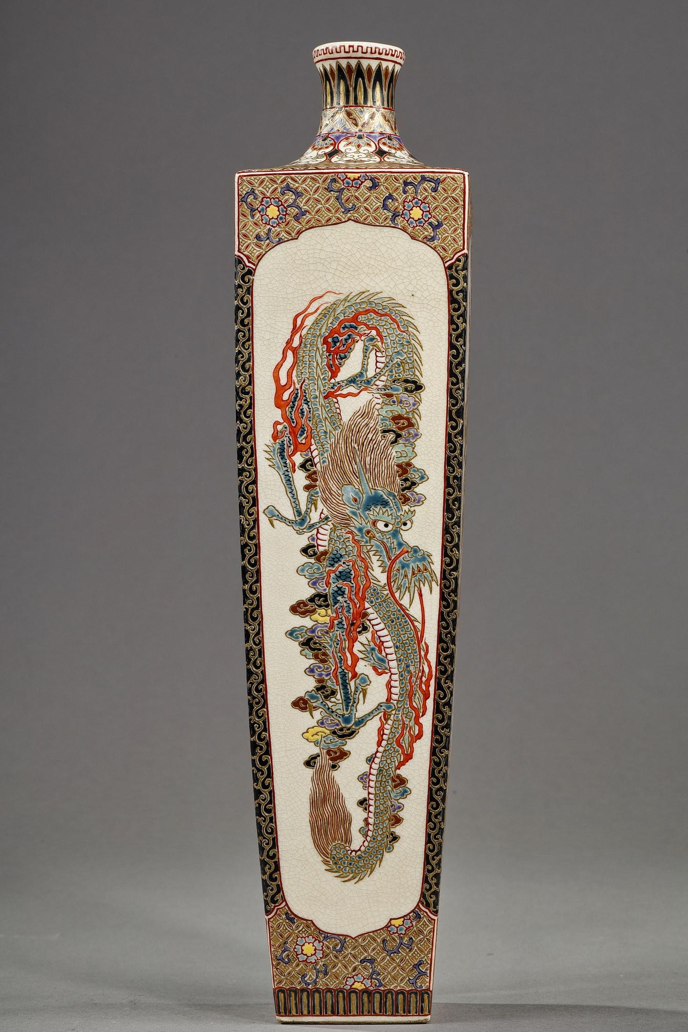 Porcelaine Rare vase satsuma de la période Meiji, Japon 