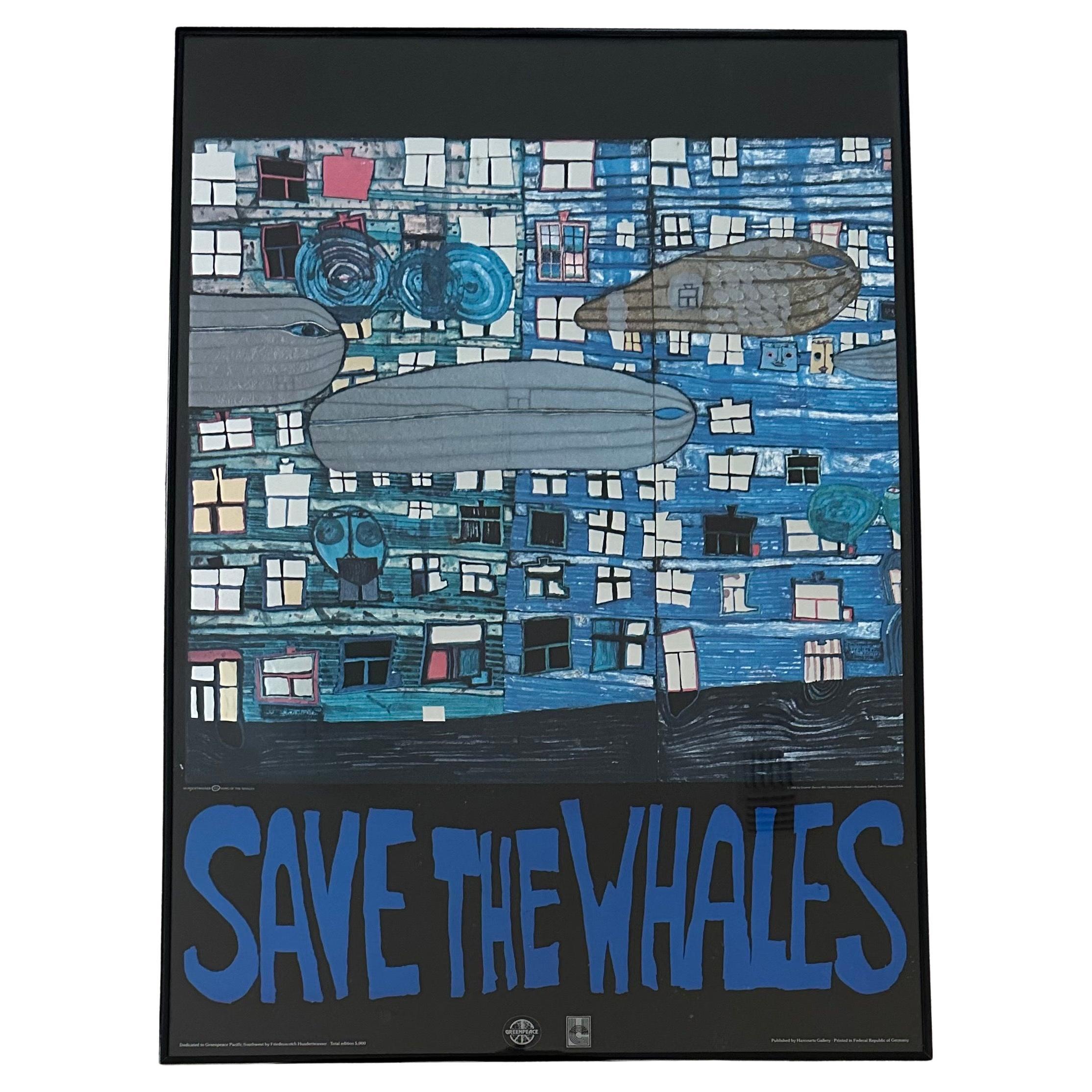 RETTET DIE WALE
von Friedensreich Hundertwasser

Originalplakat, Offsetdruck
1982
Herausgegeben von: Harcourts Gallery, San Francisco / Gruener Janura AG, Glarus (Nachdruck)
Offsetdruck in 8 Farben mit Folienprägung in 2 Farben
Gedruckt von: B.