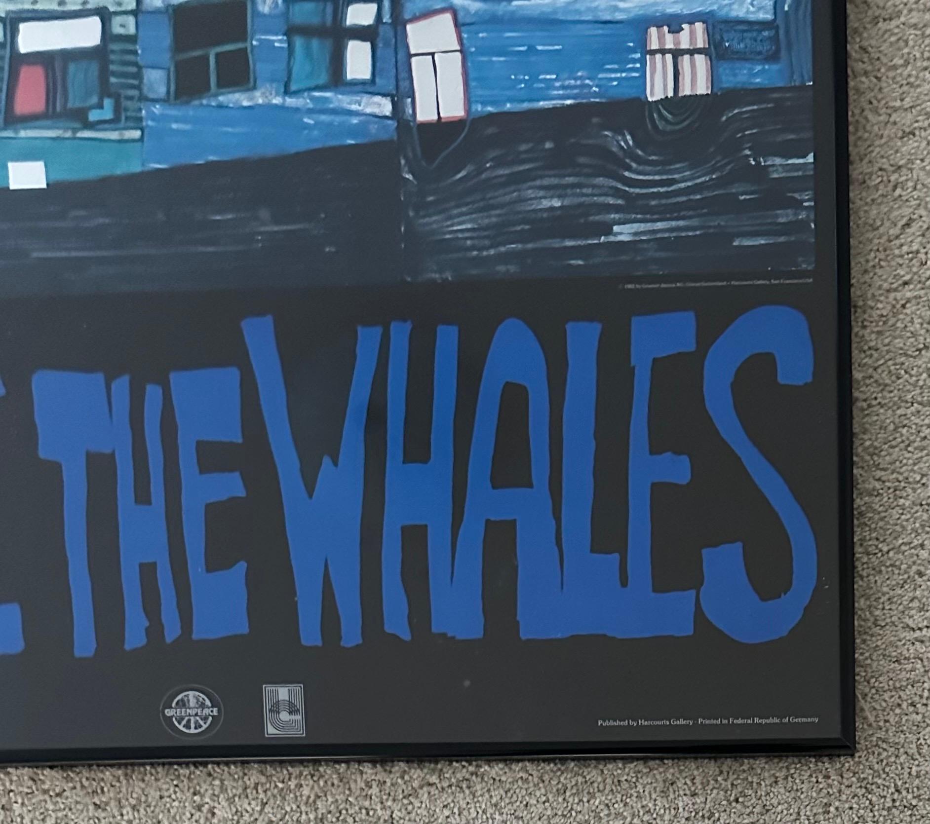 Seltenes Offsetdruckplakat „Save the Whales“ von Friedensreich Hundertwasser, Offsetdruck (Österreichisch) im Angebot