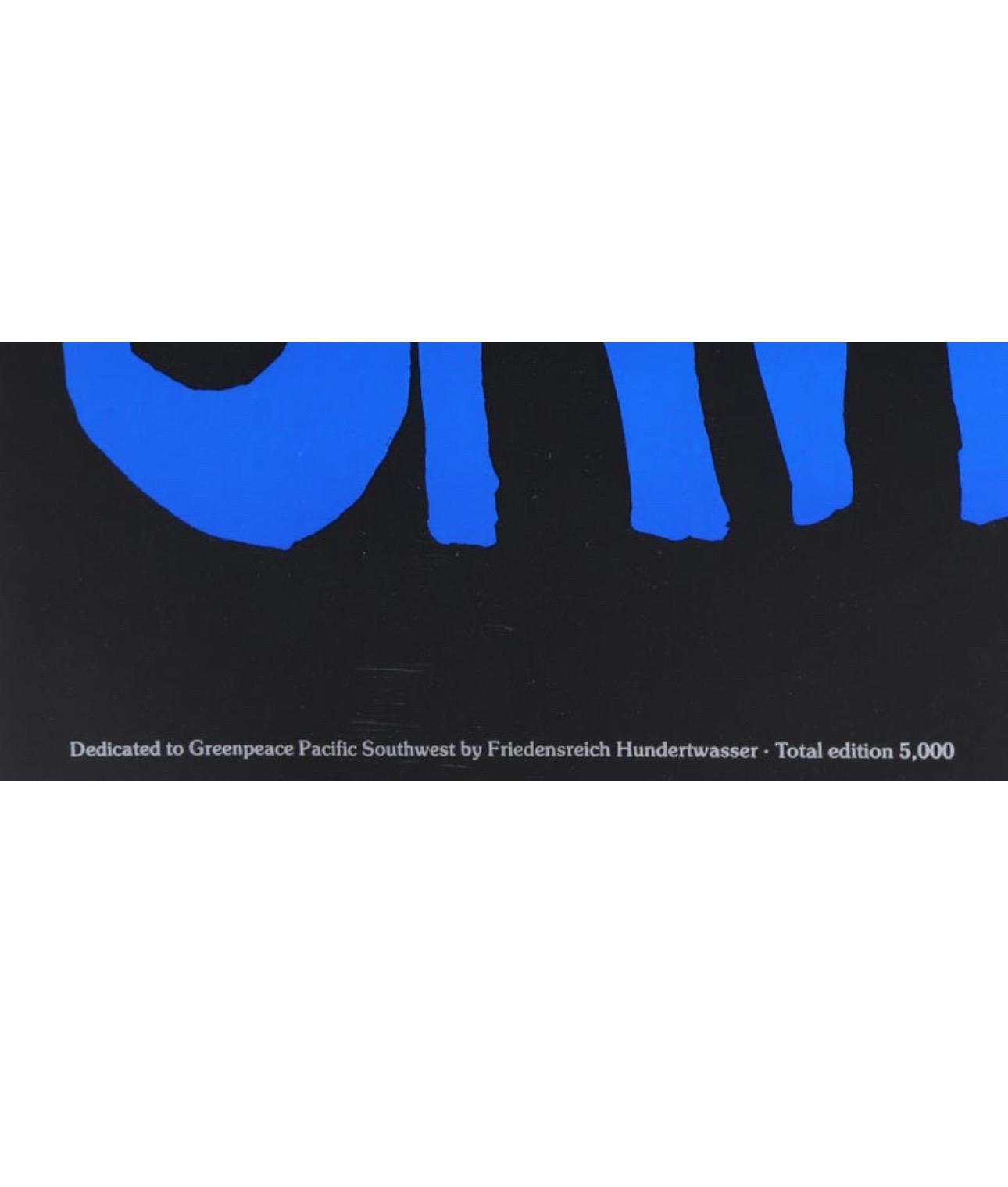 Seltenes Offsetdruckplakat „Save the Whales“ von Friedensreich Hundertwasser, Offsetdruck im Zustand „Gut“ im Angebot in San Diego, CA