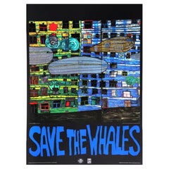 Seltenes Offsetdruckplakat „Save the Whales“ von Friedensreich Hundertwasser, Offsetdruck