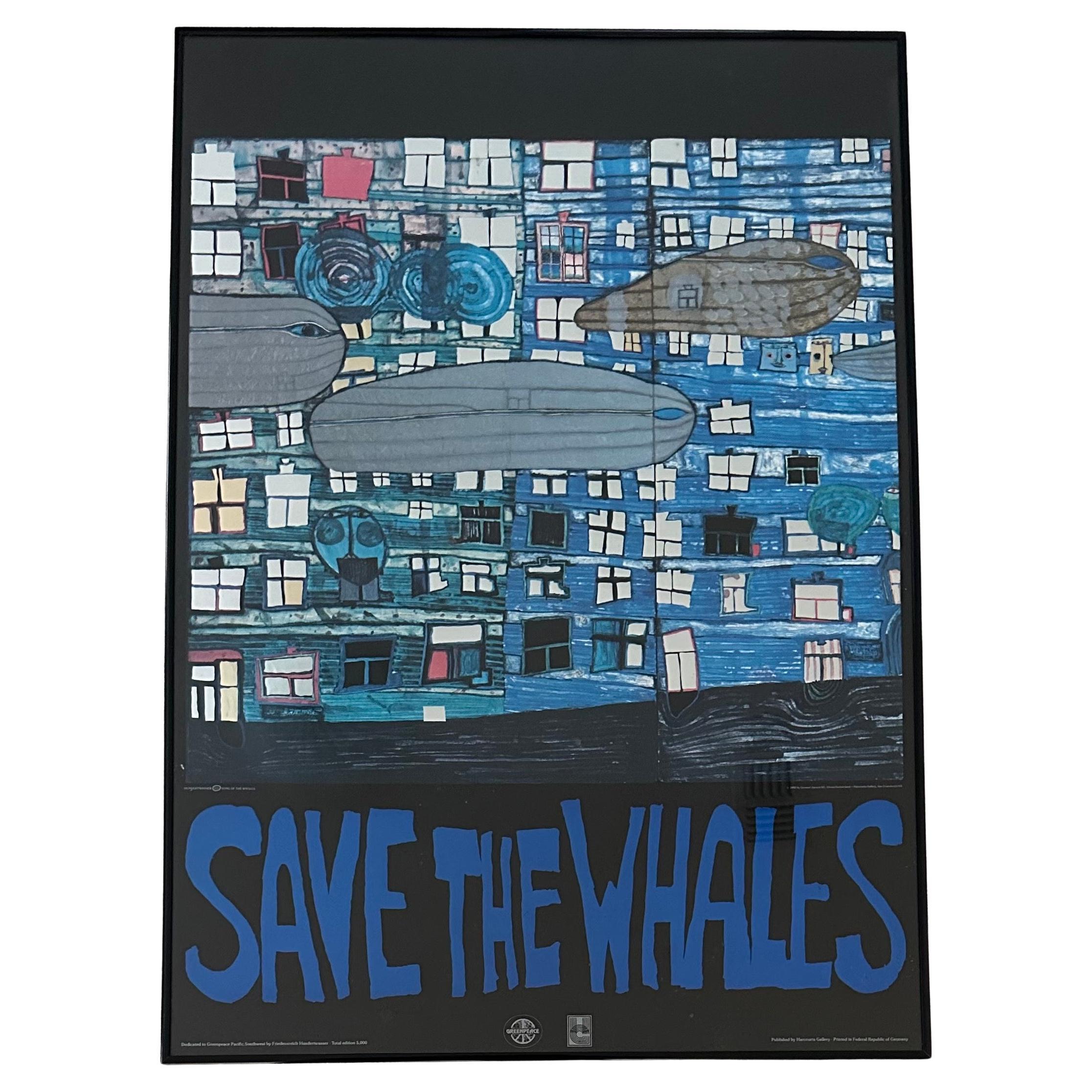 Seltenes Offsetdruckplakat „Save the Whales“ von Friedensreich Hundertwasser, Offsetdruck im Angebot 2