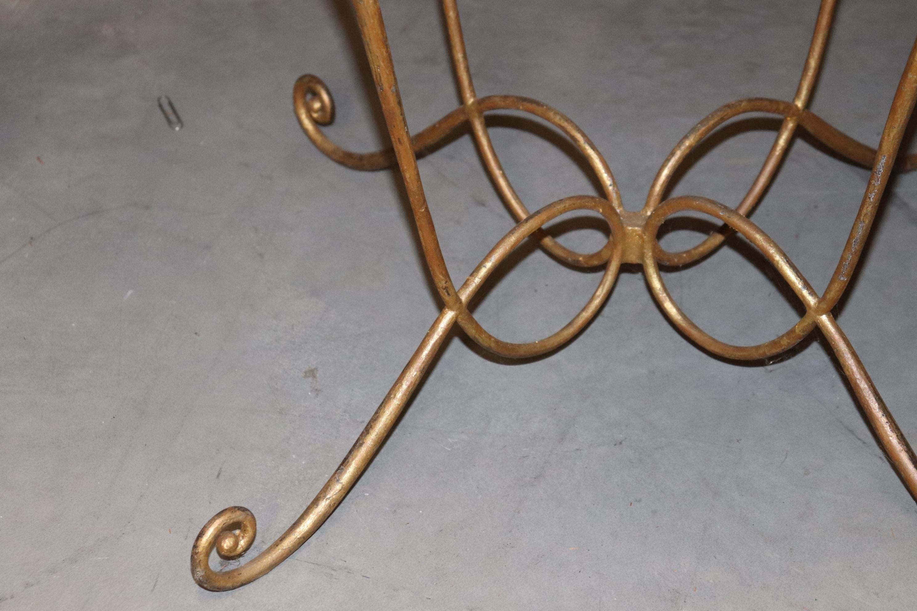 Rare Scagliola Decorated Gilded Wrought Iron Base Center Table For Sale 9