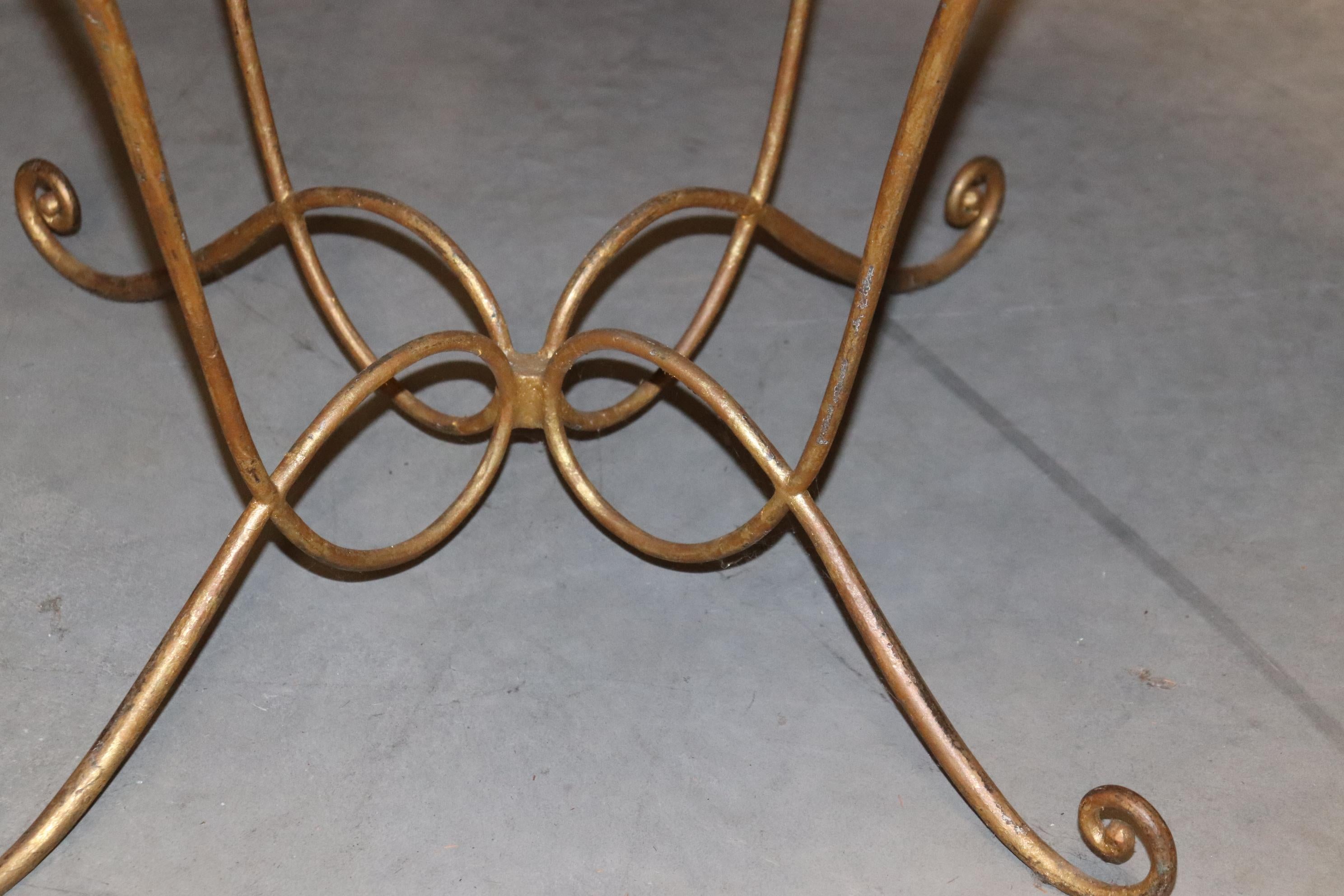 Rare Scagliola Decorated Gilded Wrought Iron Base Center Table For Sale 10