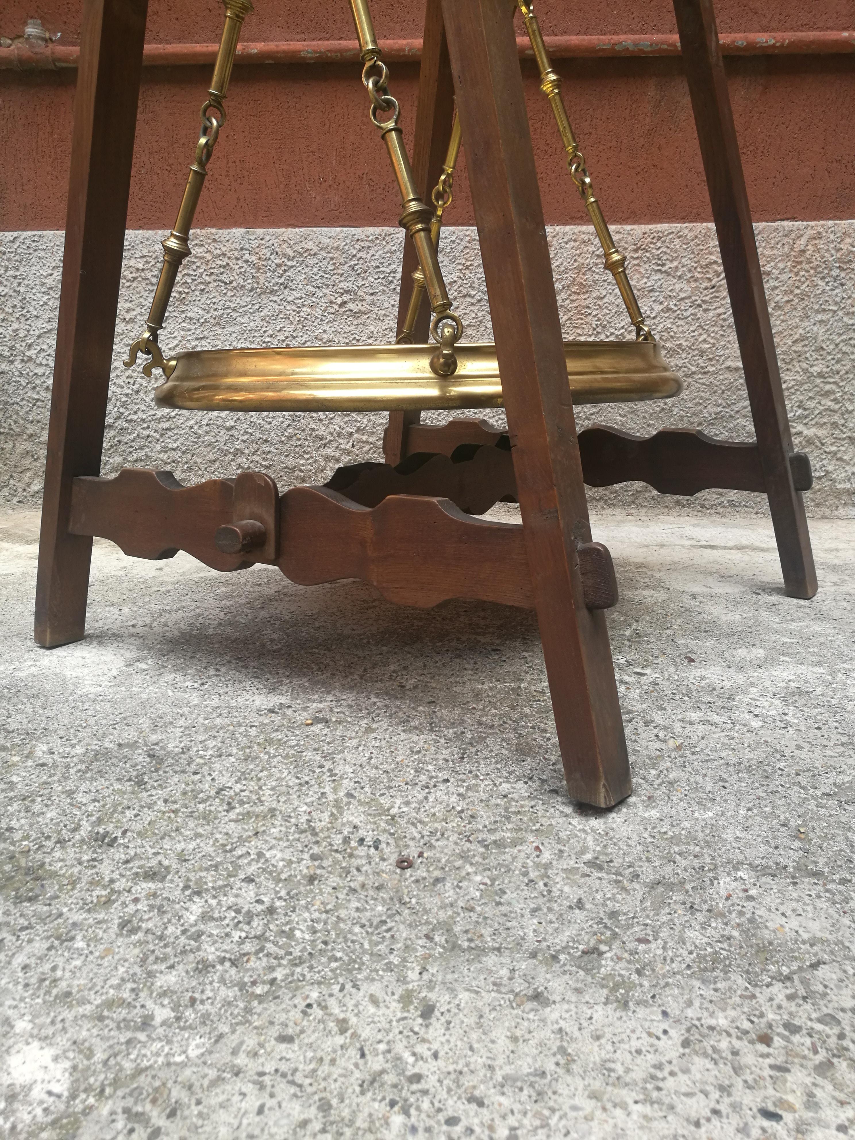 European Rare Scale in Wood and Brass from Early 1900 For Sale