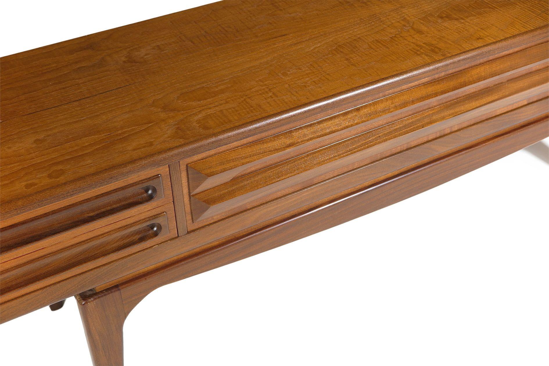 Rare Scandinavian Low Teak Sideboard Media Credenza on Sculptural Legs 3