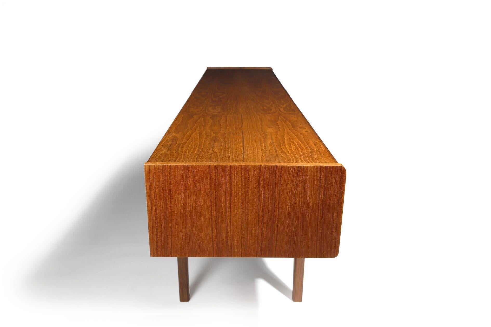 Rare Scandinavian Low Teak Sideboard Media Credenza on Sculptural Legs 4