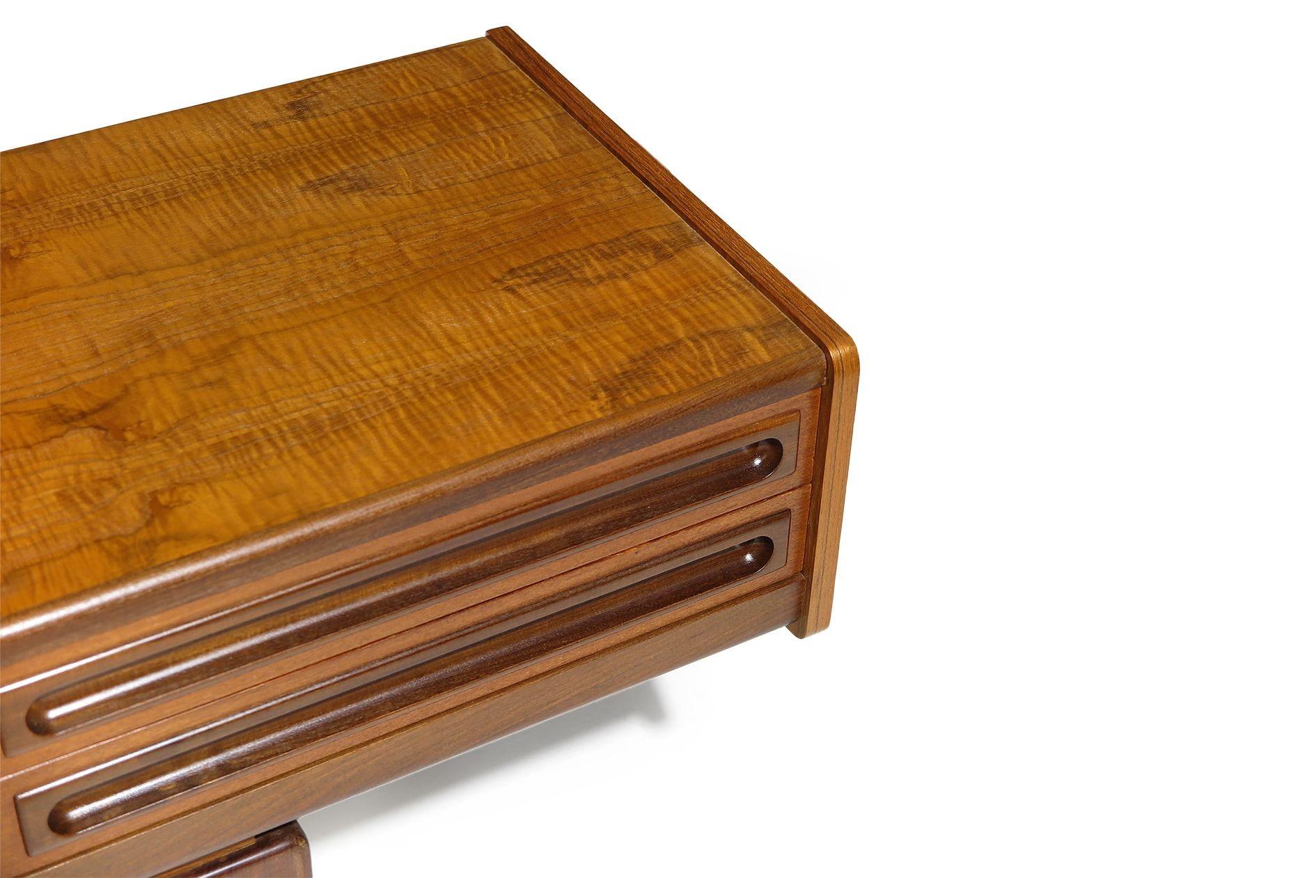 Rare Scandinavian Low Teak Sideboard Media Credenza on Sculptural Legs 1