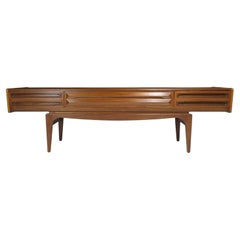 Rare Scandinavian Low Teak Sideboard Media Credenza on Sculptural Legs