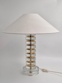 Rare Scandinavian / Midcentury Modern table lamp with Orrefors glass and brass