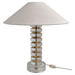 Rare Scandinavian / Midcentury Modern table lamp with Orrefors glass and brass