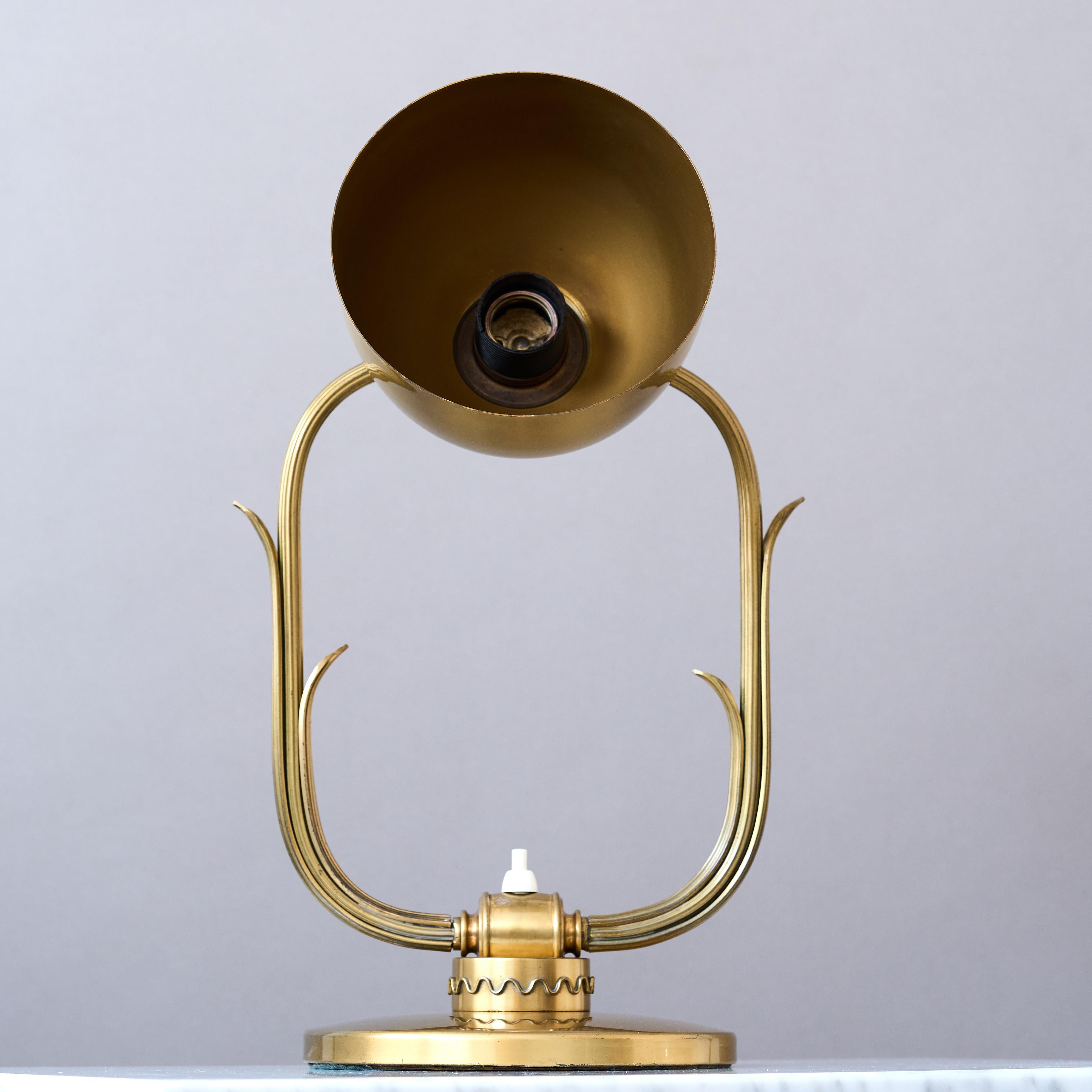 Rare Scandinavian Modern Brass Table Lamp. Sweden, 1940s. For Sale 6