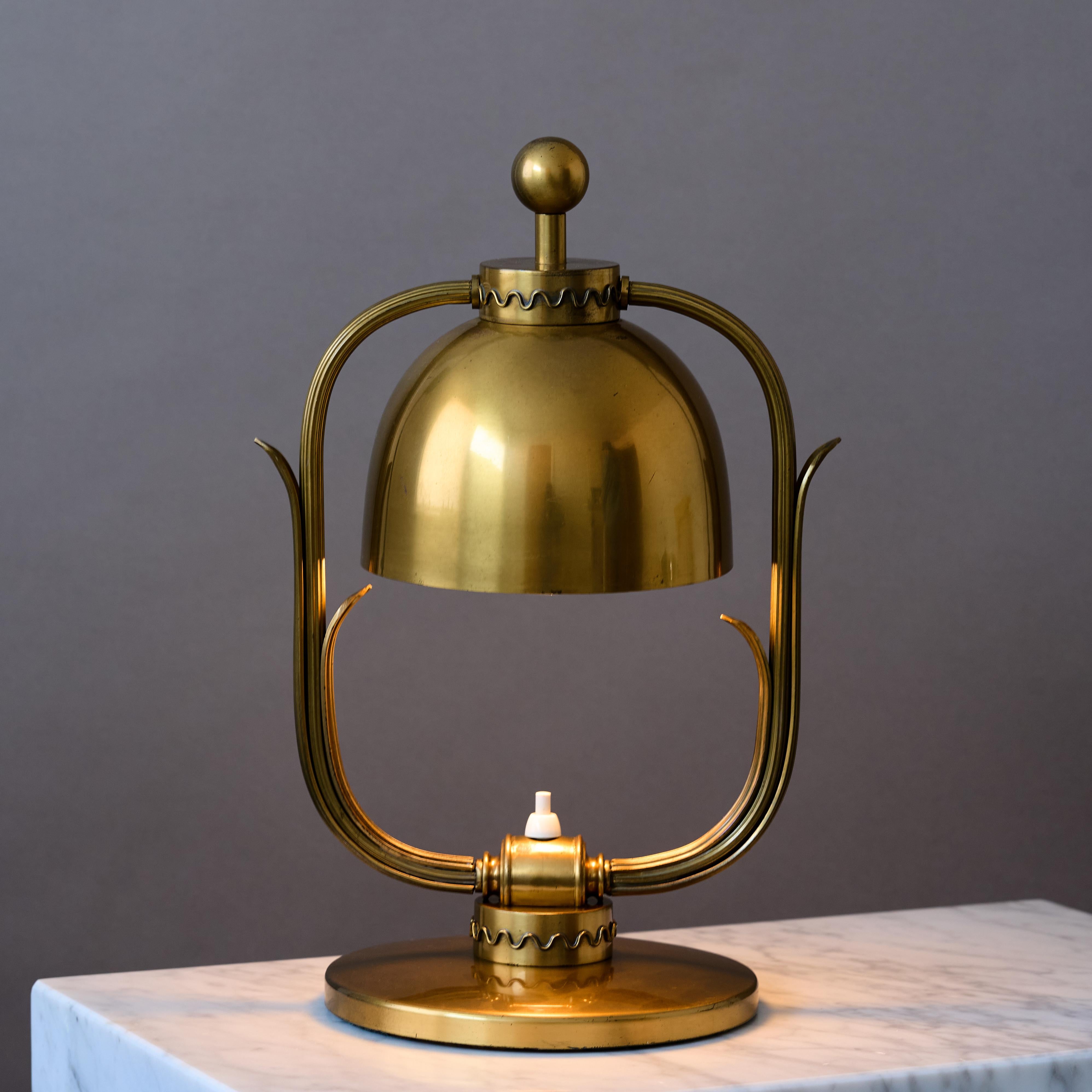 20th Century Rare Scandinavian Modern Brass Table Lamp. Sweden, 1940s. For Sale