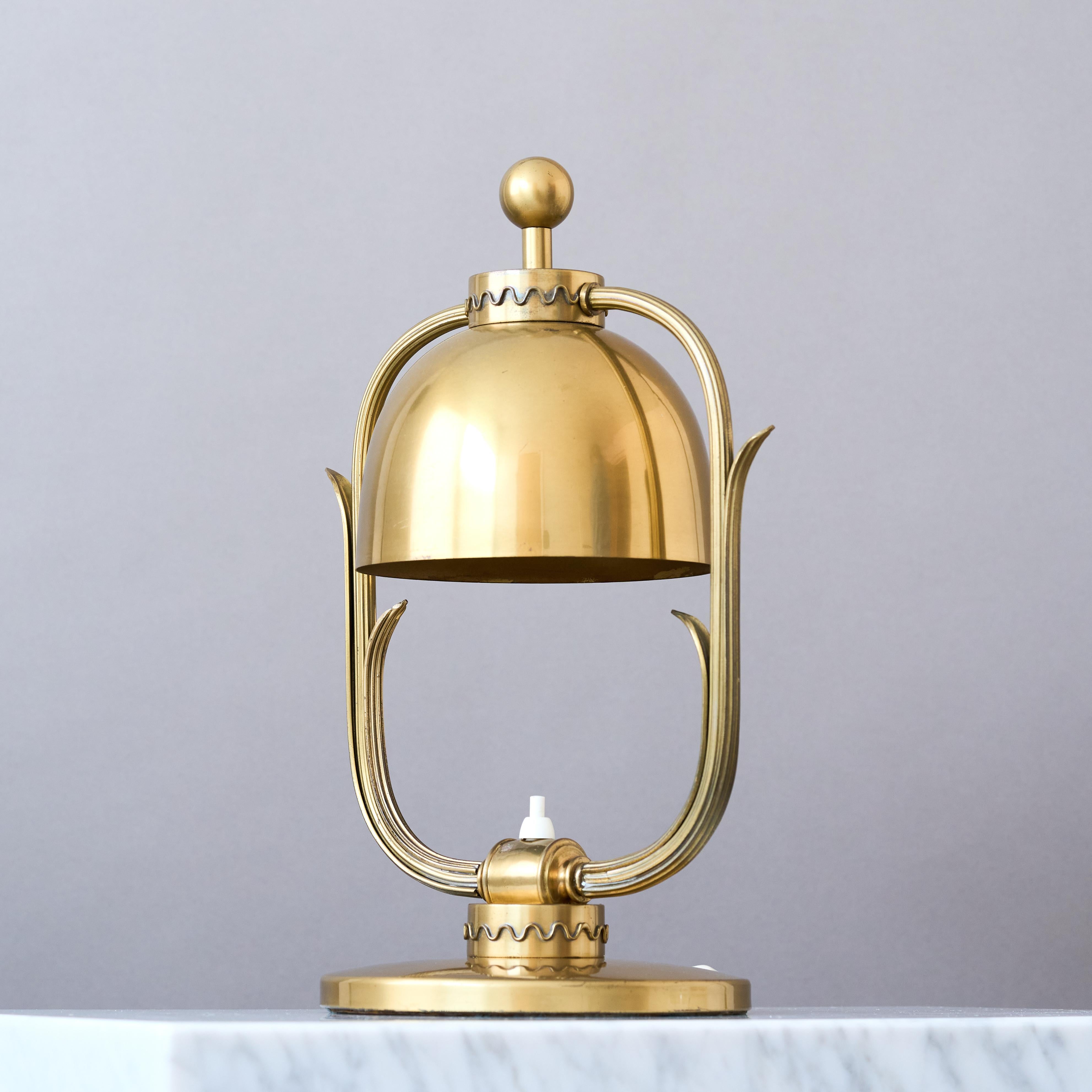 Rare Scandinavian Modern Brass Table Lamp. Sweden, 1940s. For Sale 1