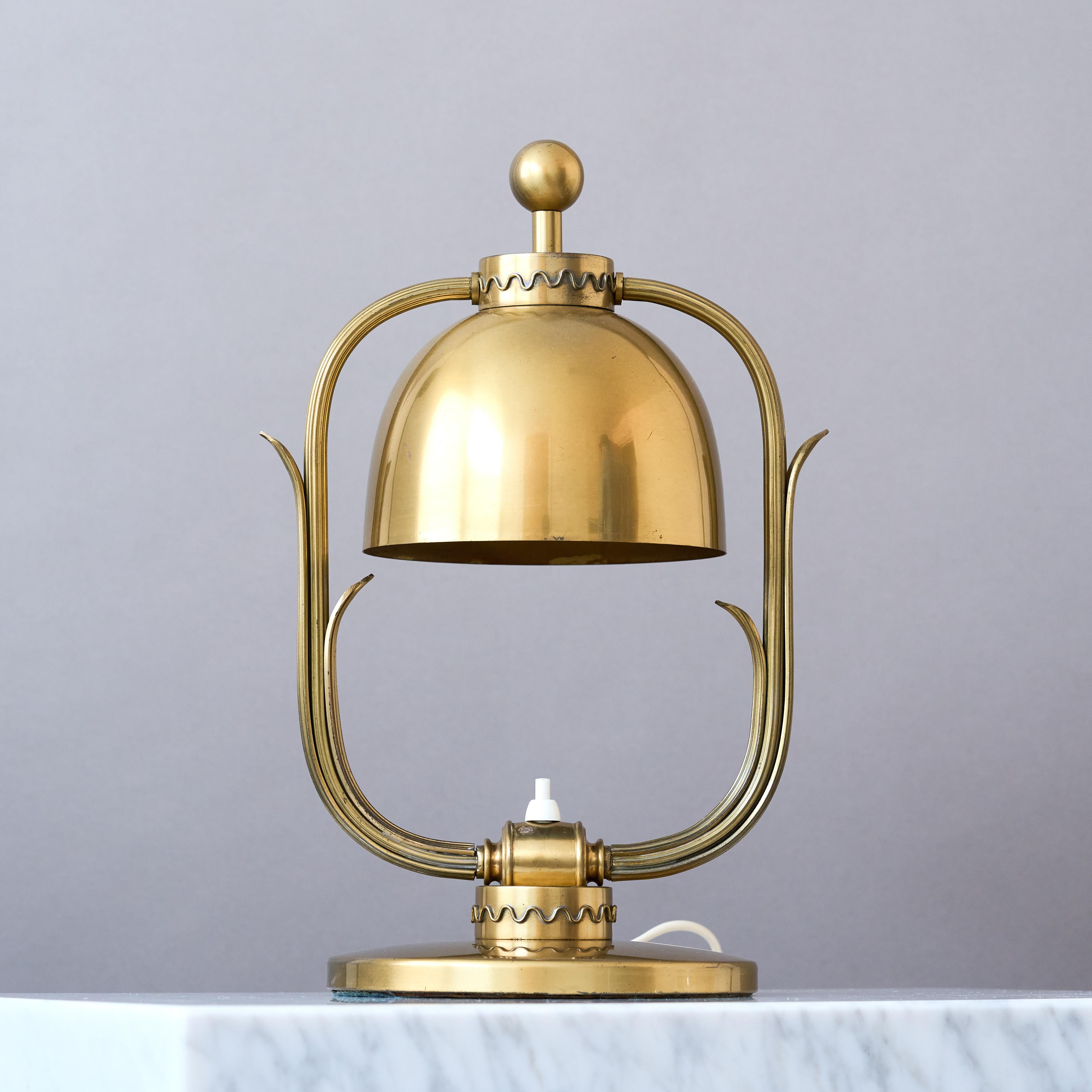 Rare Scandinavian Modern Brass Table Lamp. Sweden, 1940s. For Sale 2