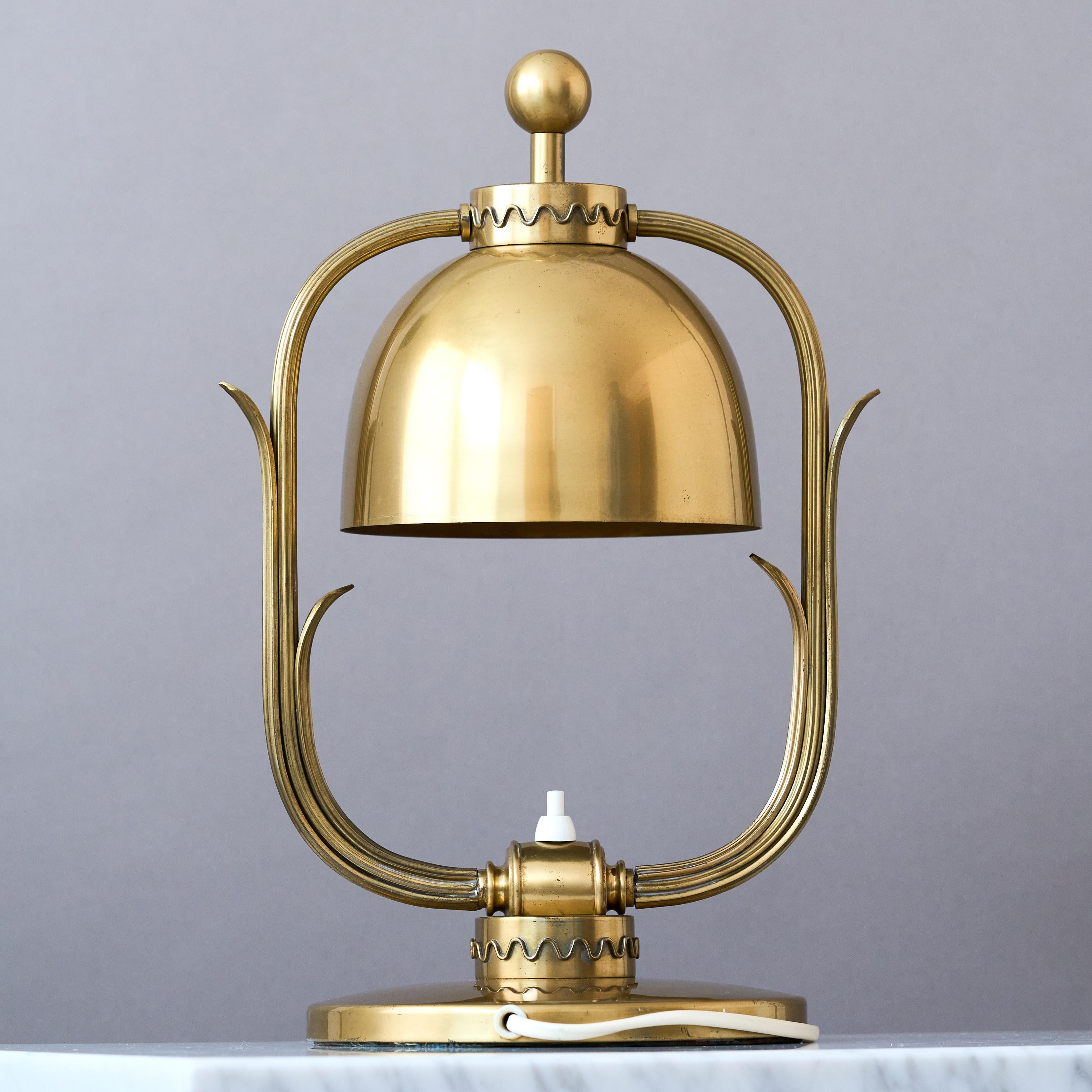 Rare Scandinavian Modern Brass Table Lamp. Sweden, 1940s. For Sale 3