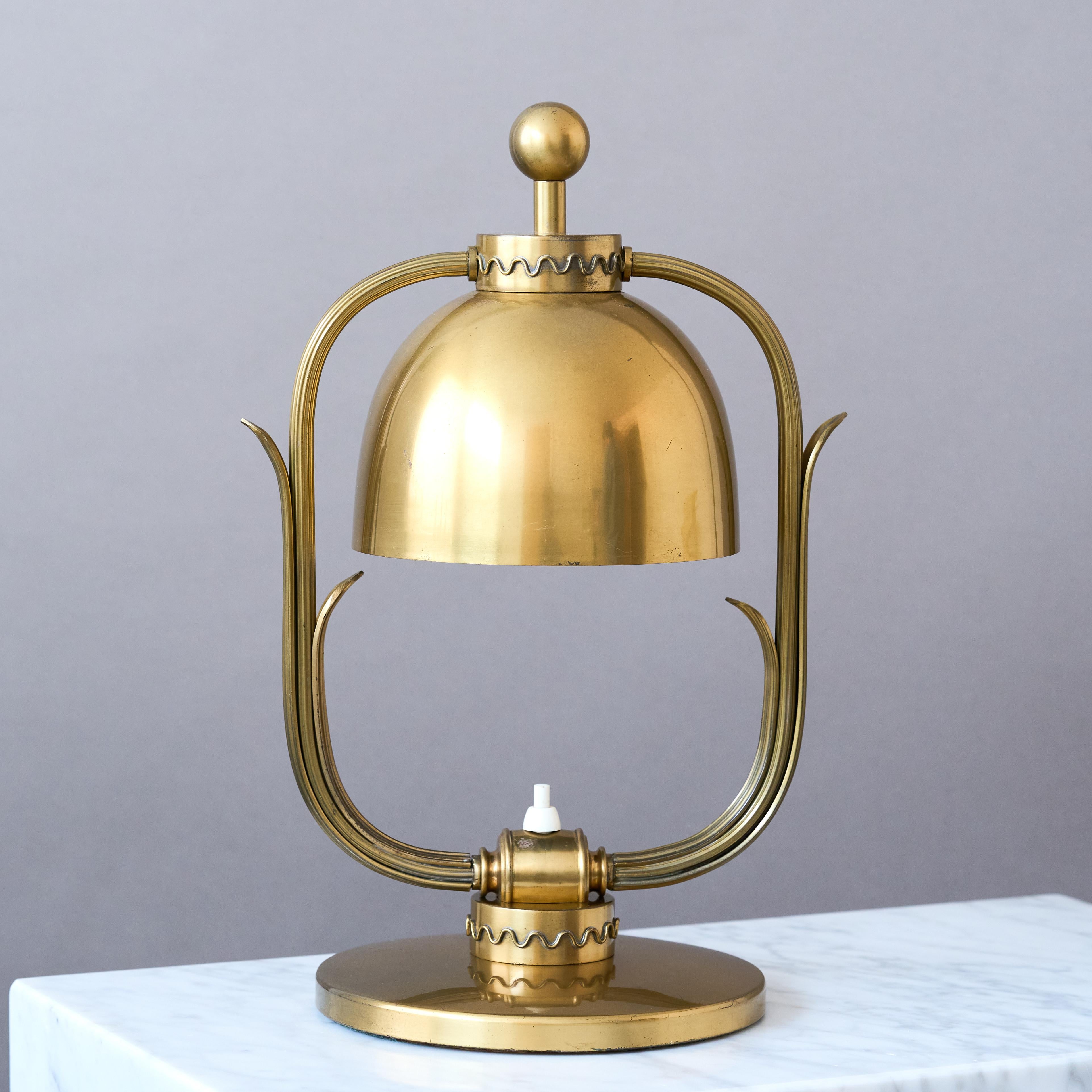 Rare Scandinavian Modern Brass Table Lamp. Sweden, 1940s. For Sale 4