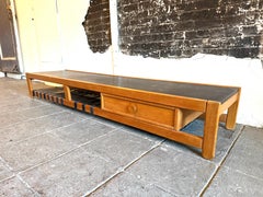 Rare Scandinavian Modern Low Long Coffee table or bench with single drawer