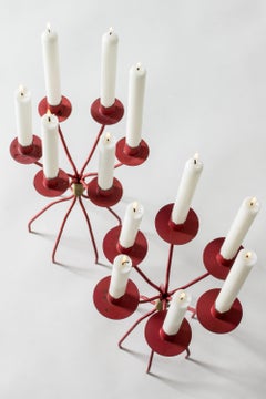 Rare Scandinavian Modern Metal Candelabras by Hans-Agne Jakobsson, 1950s