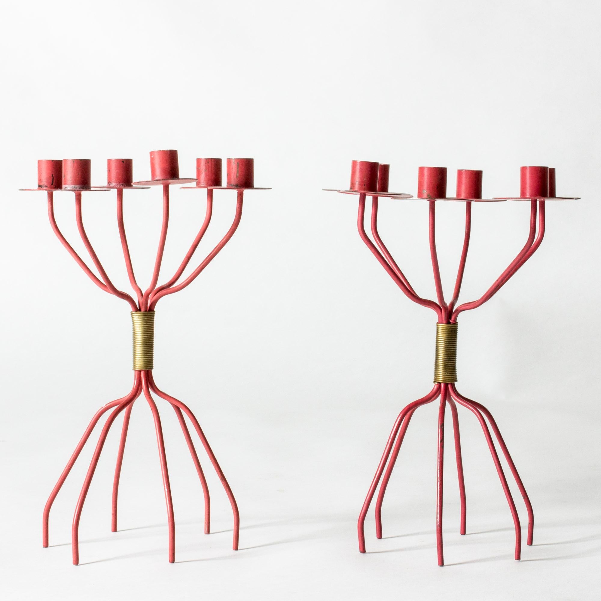 Rare candélabres en métal moderne scandinave de Hans-Agne Jakobsson, années 1950 Bon état - En vente à Stockholm, SE