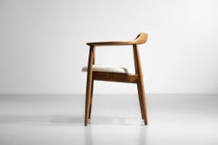 Rare Scandinavian Solid Oak Armchair Style Hans Wegner with Armrest Danish, 1960
