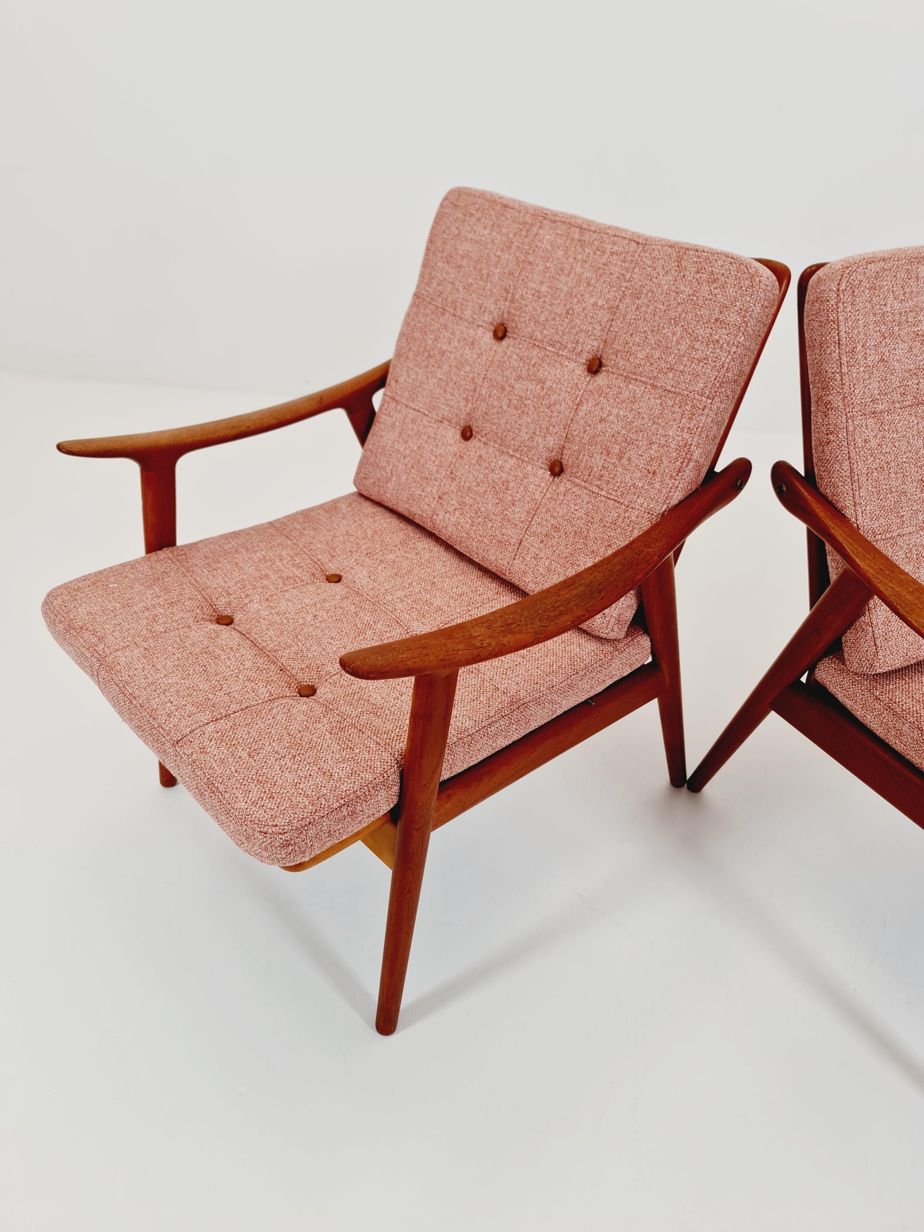 Rare Scandinavie  Chaise longue en teck massif de Fredrik Kayser pour Vante, 1950 Bon état - En vente à Gaggenau, DE