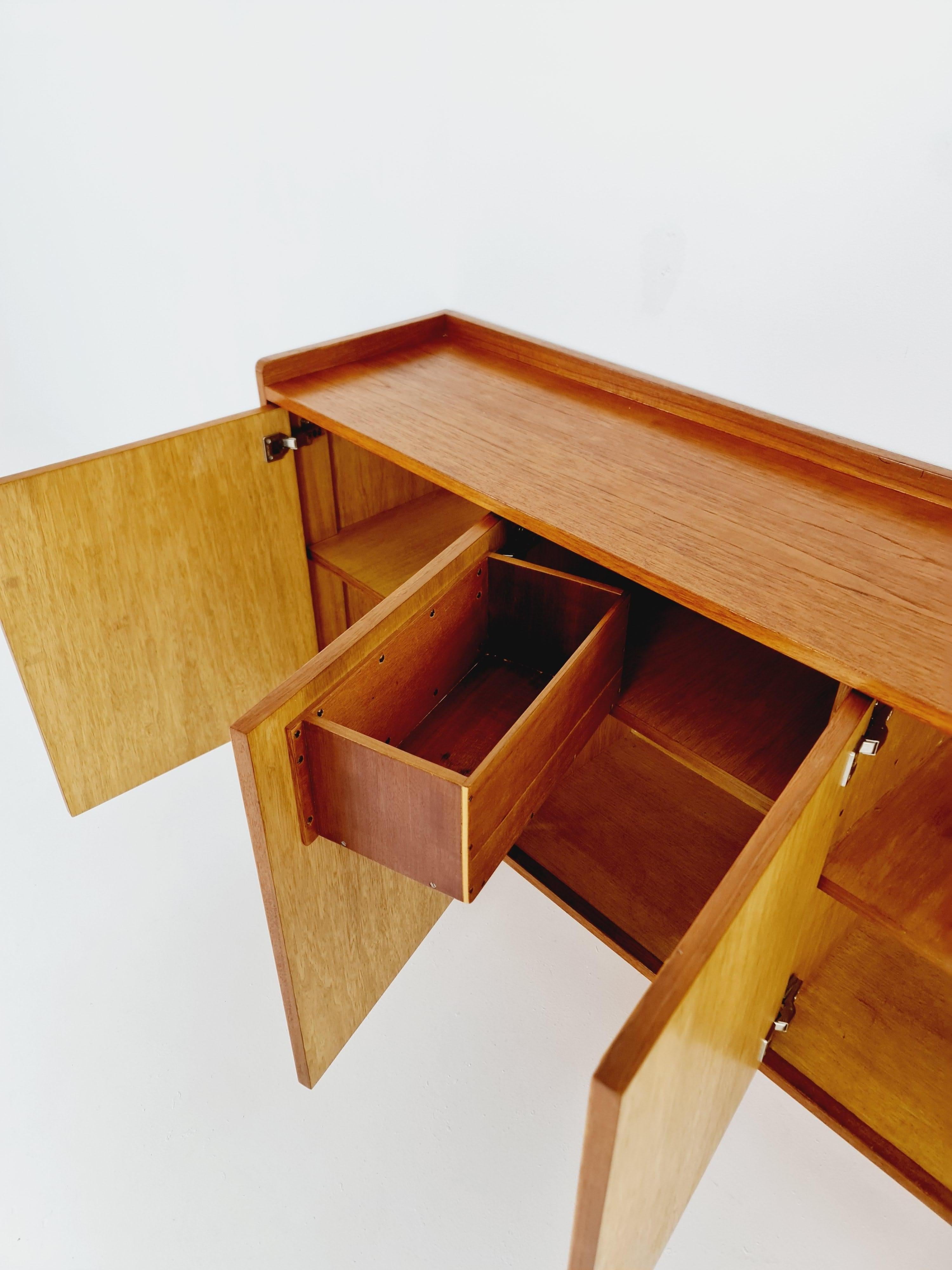 Mid-Century Modern Rare Scandinavian Vintage Teak Sideboard left Corner-fit, 1960s For Sale
