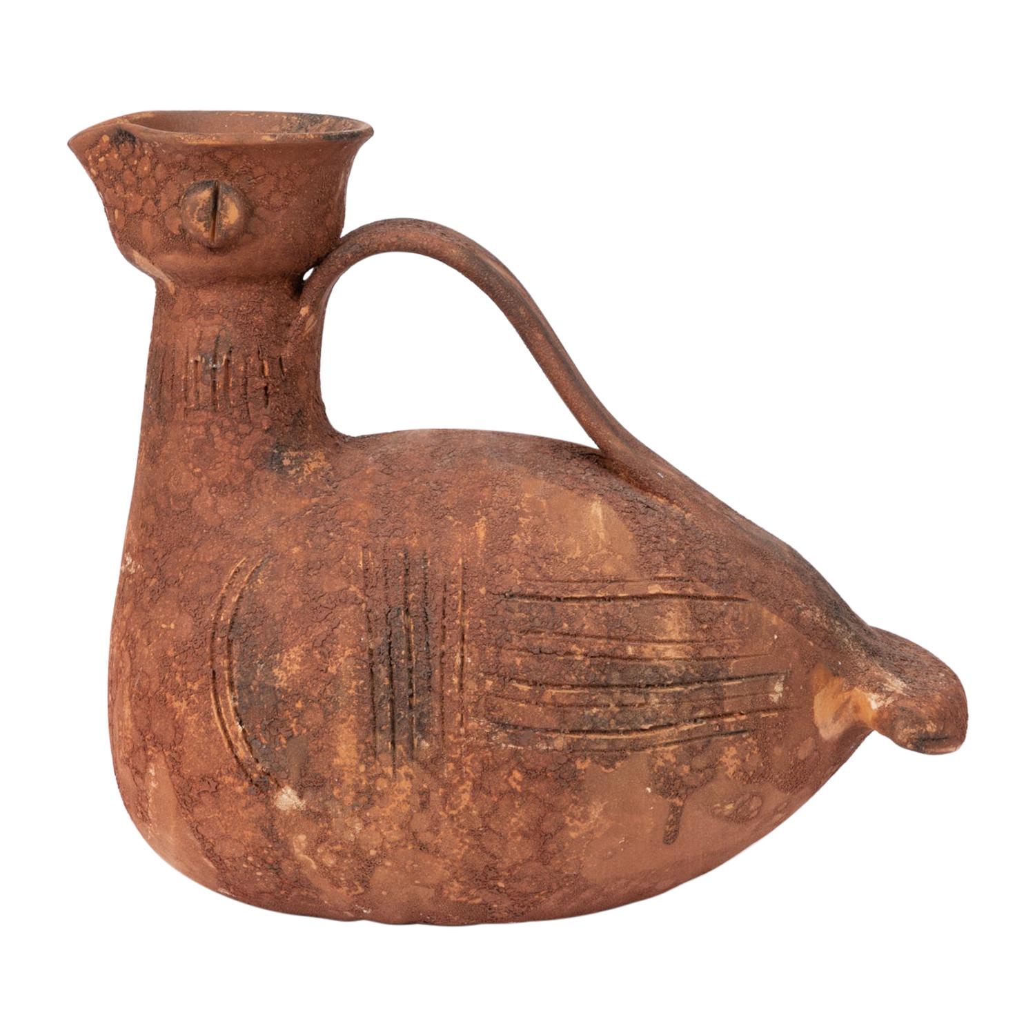 Aldo Londi for Bitossi Rare "Scavo" Ceramic Bird Pitcher