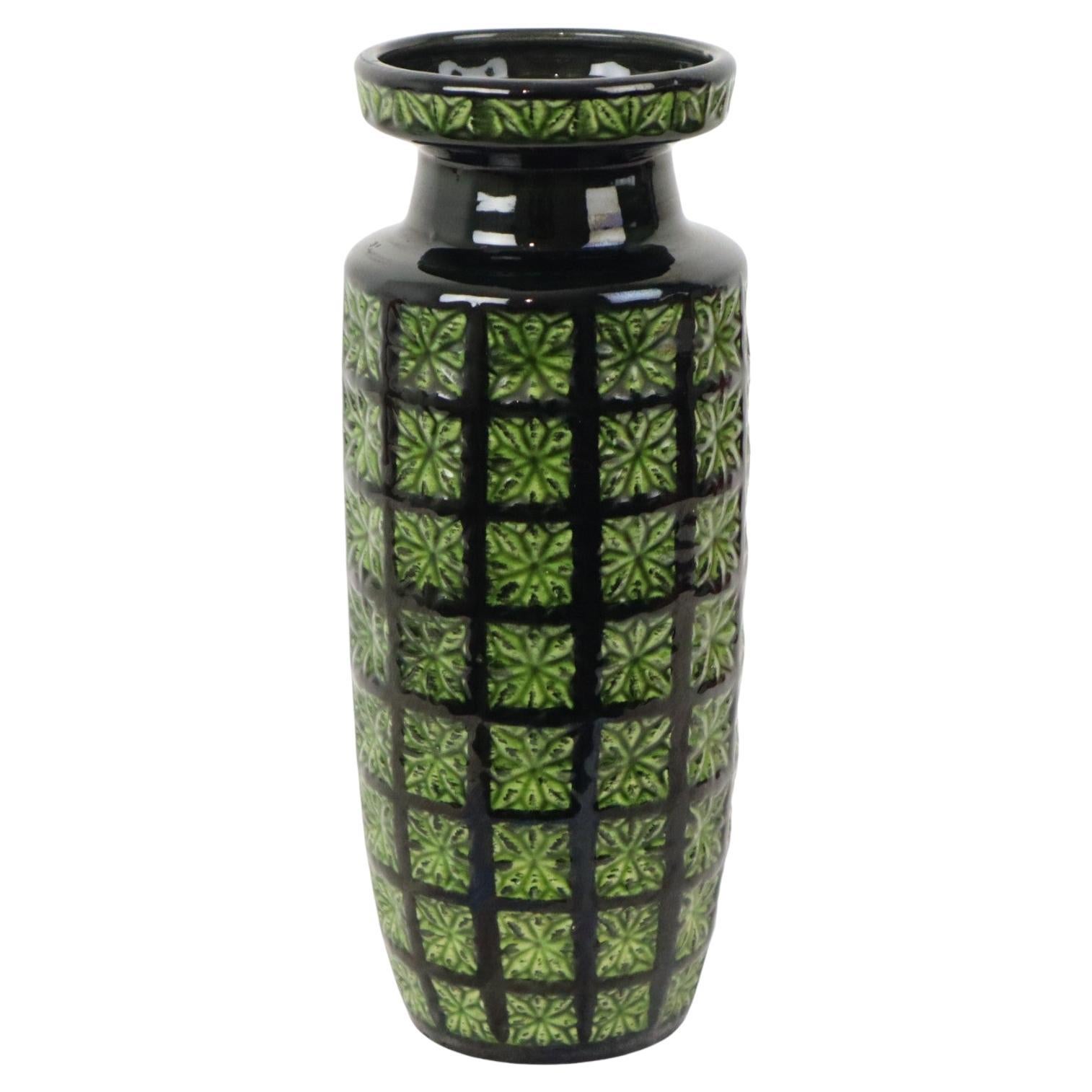 Rare Scheurich Prisma Vase Green Black West Germany 261-30