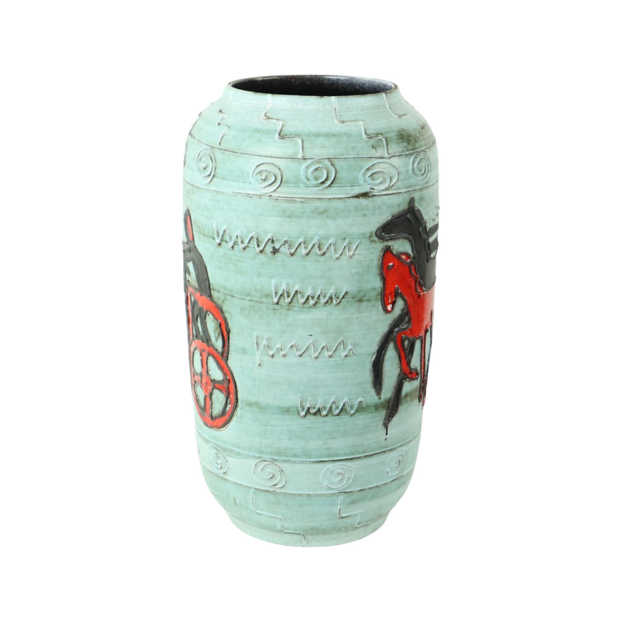 Raro vaso Scheurich XL Germania Ovest Cavallo Carro 546-50 in vendita 2