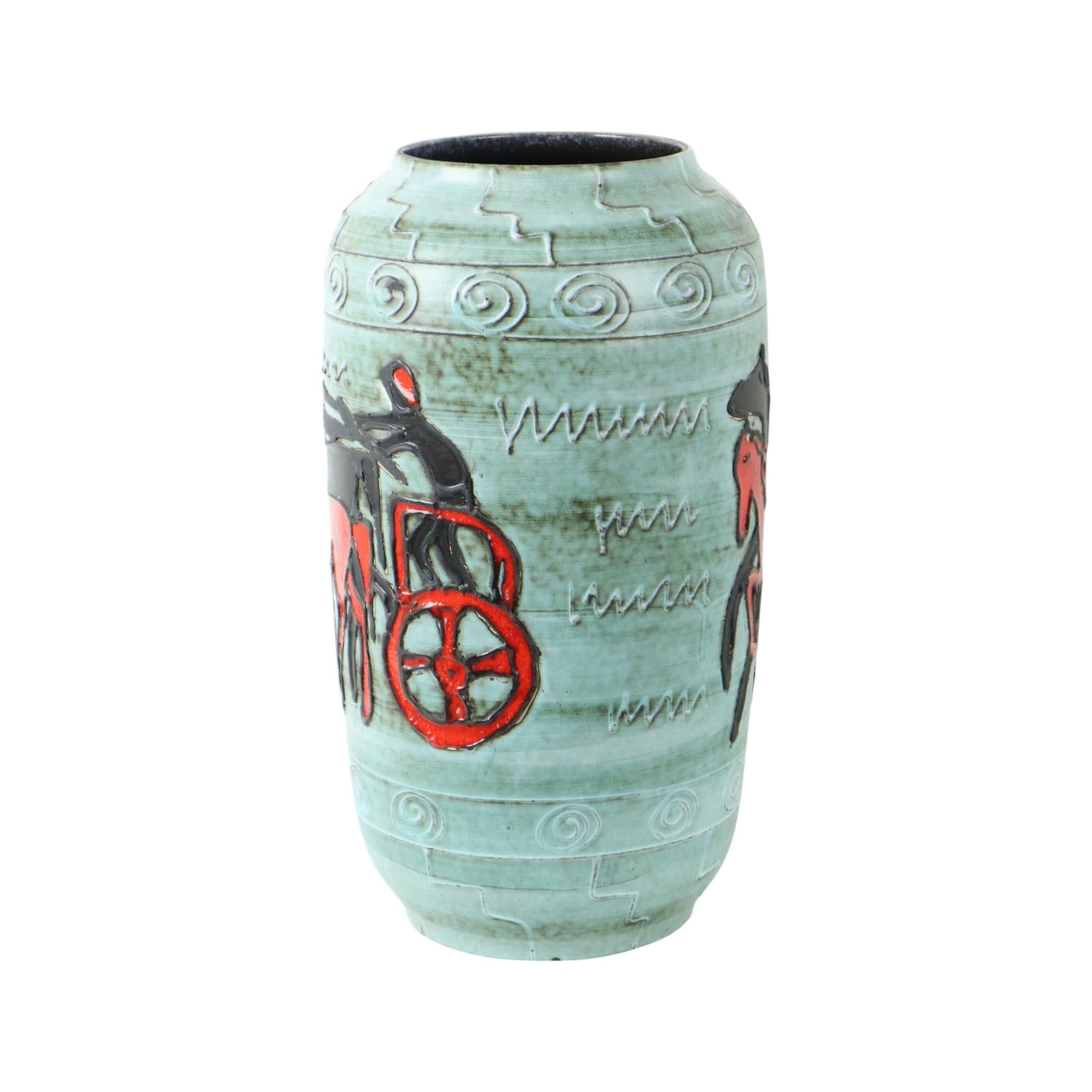 Tedesco Raro vaso Scheurich XL Germania Ovest Cavallo Carro 546-50 in vendita