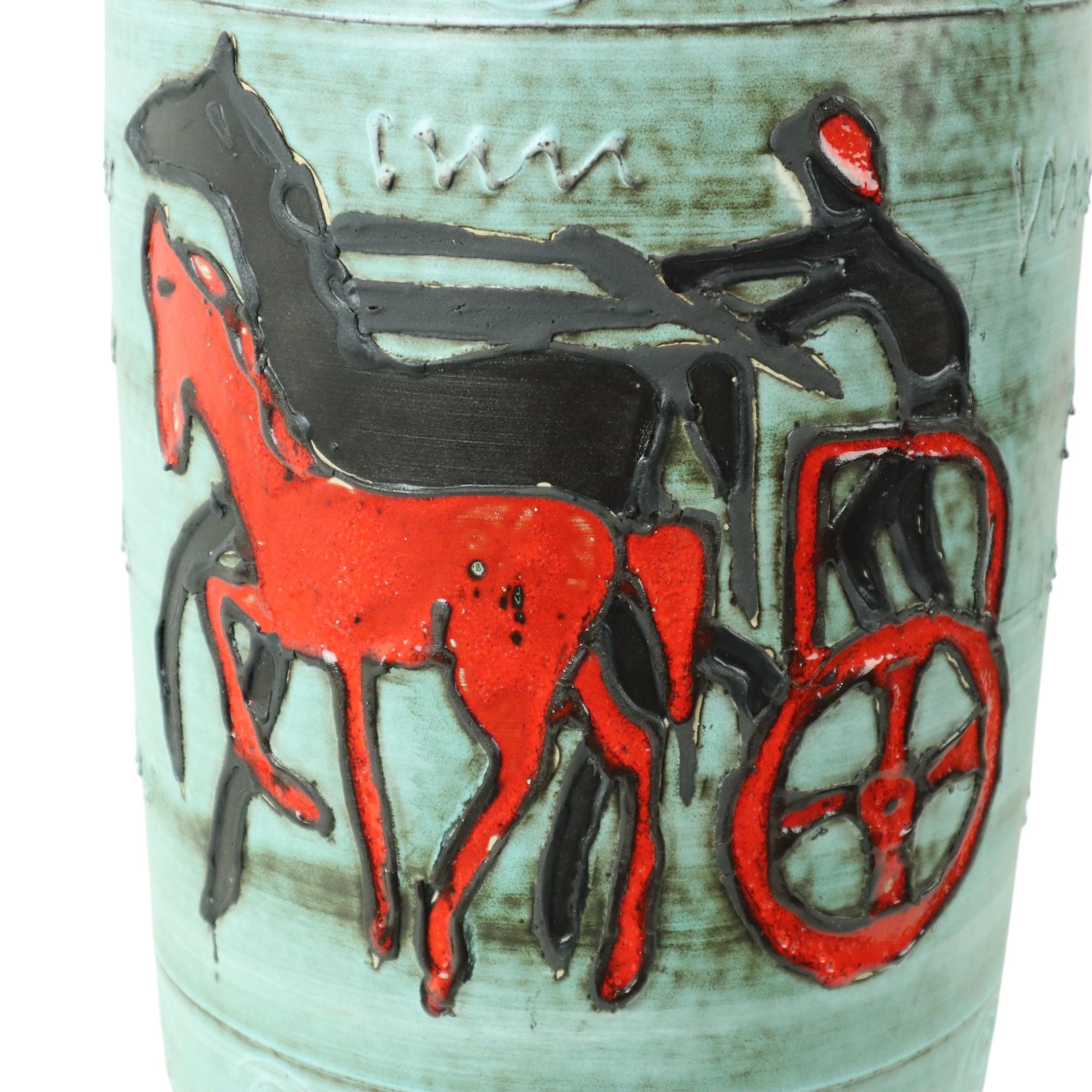 Metà XX secolo Raro vaso Scheurich XL Germania Ovest Cavallo Carro 546-50 in vendita