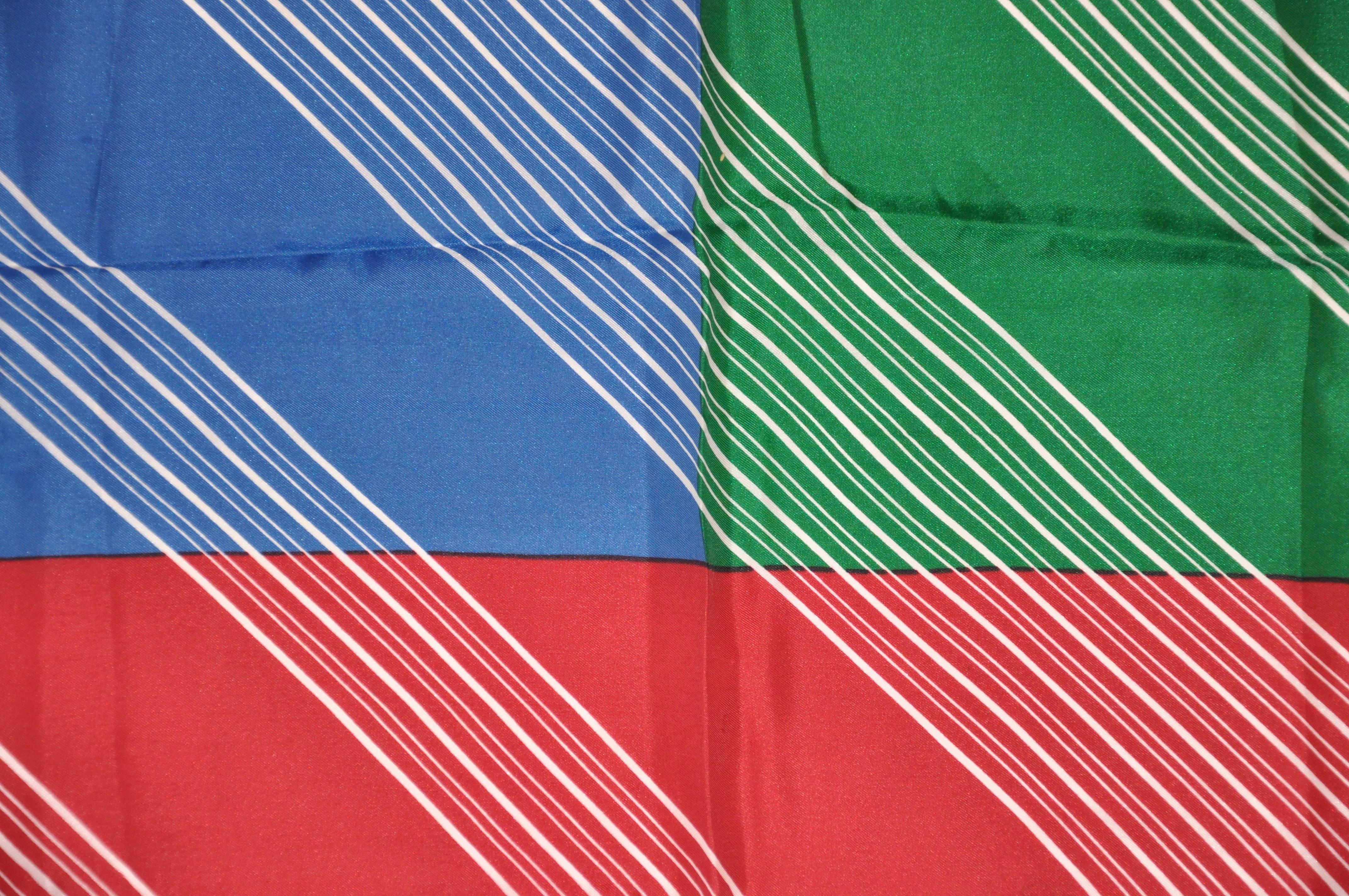 Schiaparelli Multicolor Multi Stripe Silk Scarf In Good Condition In New York, NY