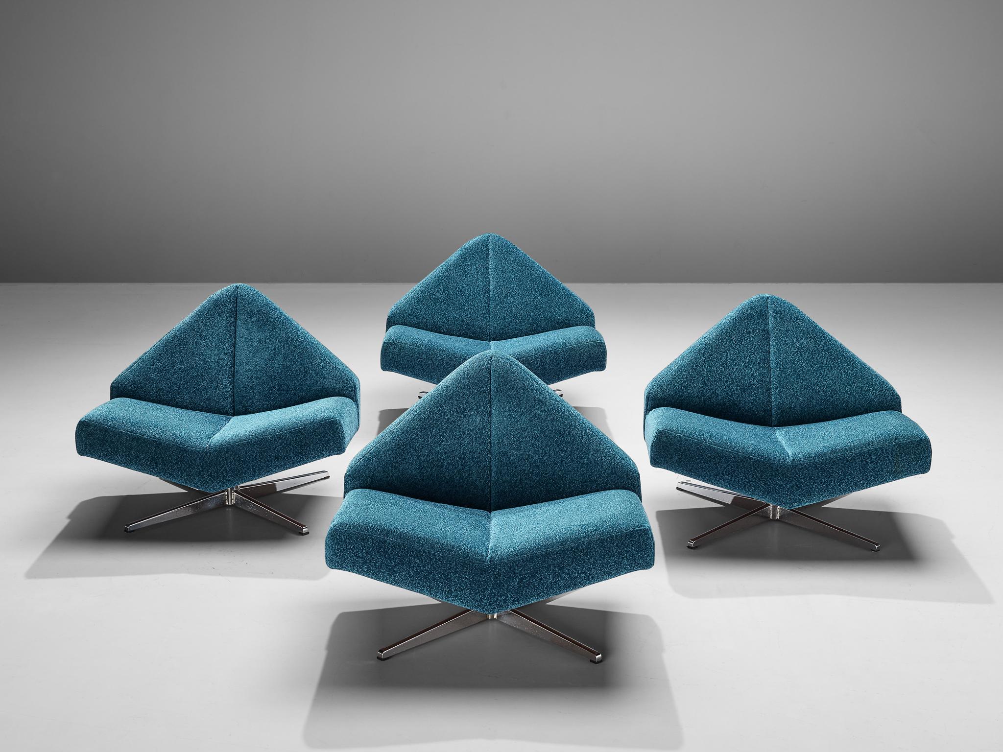 Danish Rare Schmieder 'Brasilia' Lounge Chairs in Blue Upholstery 