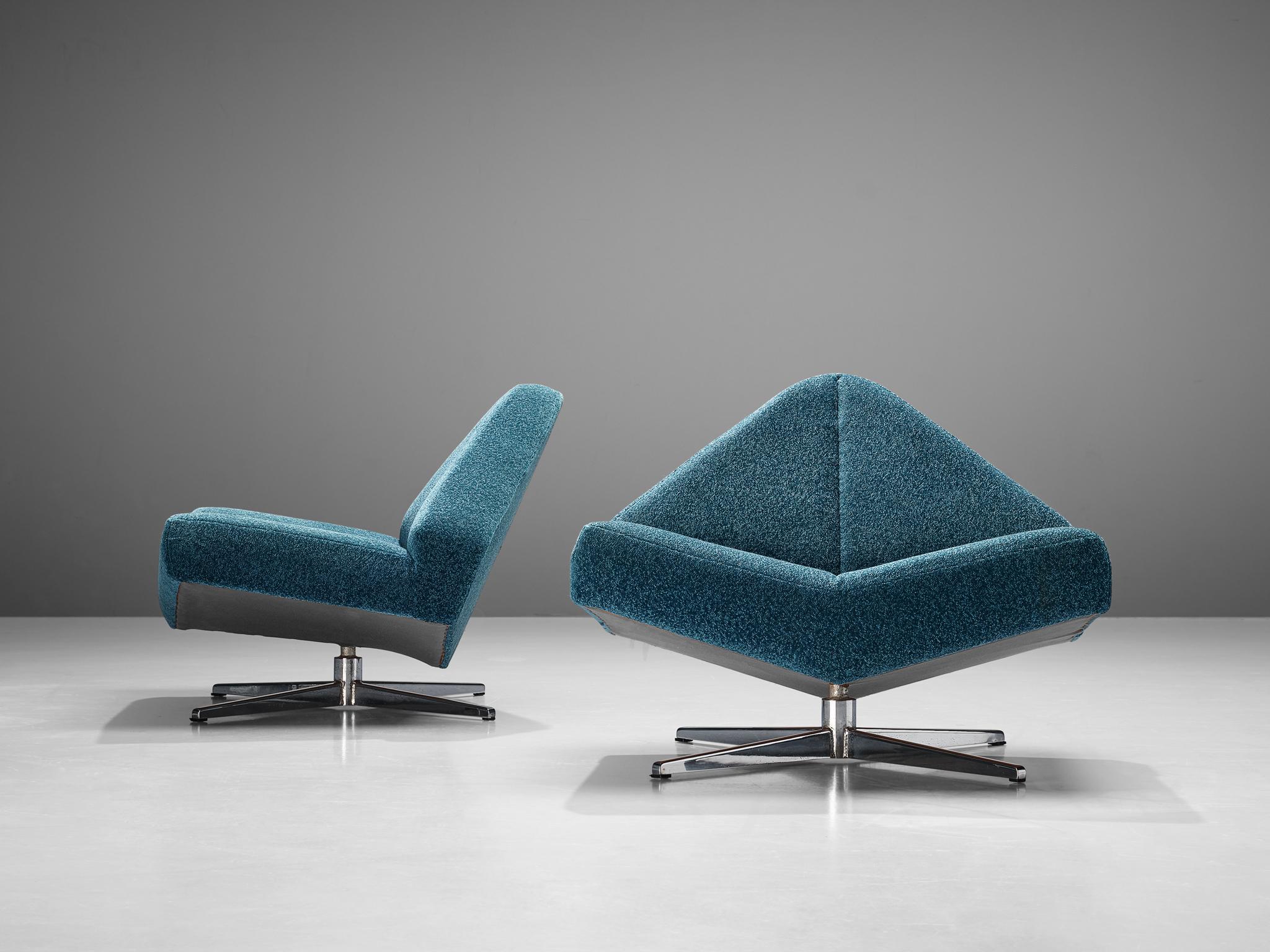 Mid-20th Century Rare Schmieder 'Brasilia' Lounge Chairs in Blue Upholstery 