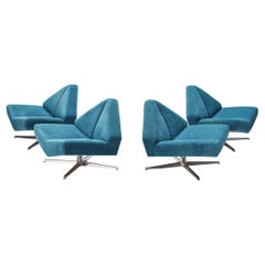 Rare Schmieder 'Brasilia' Lounge Chairs in Blue Upholstery 